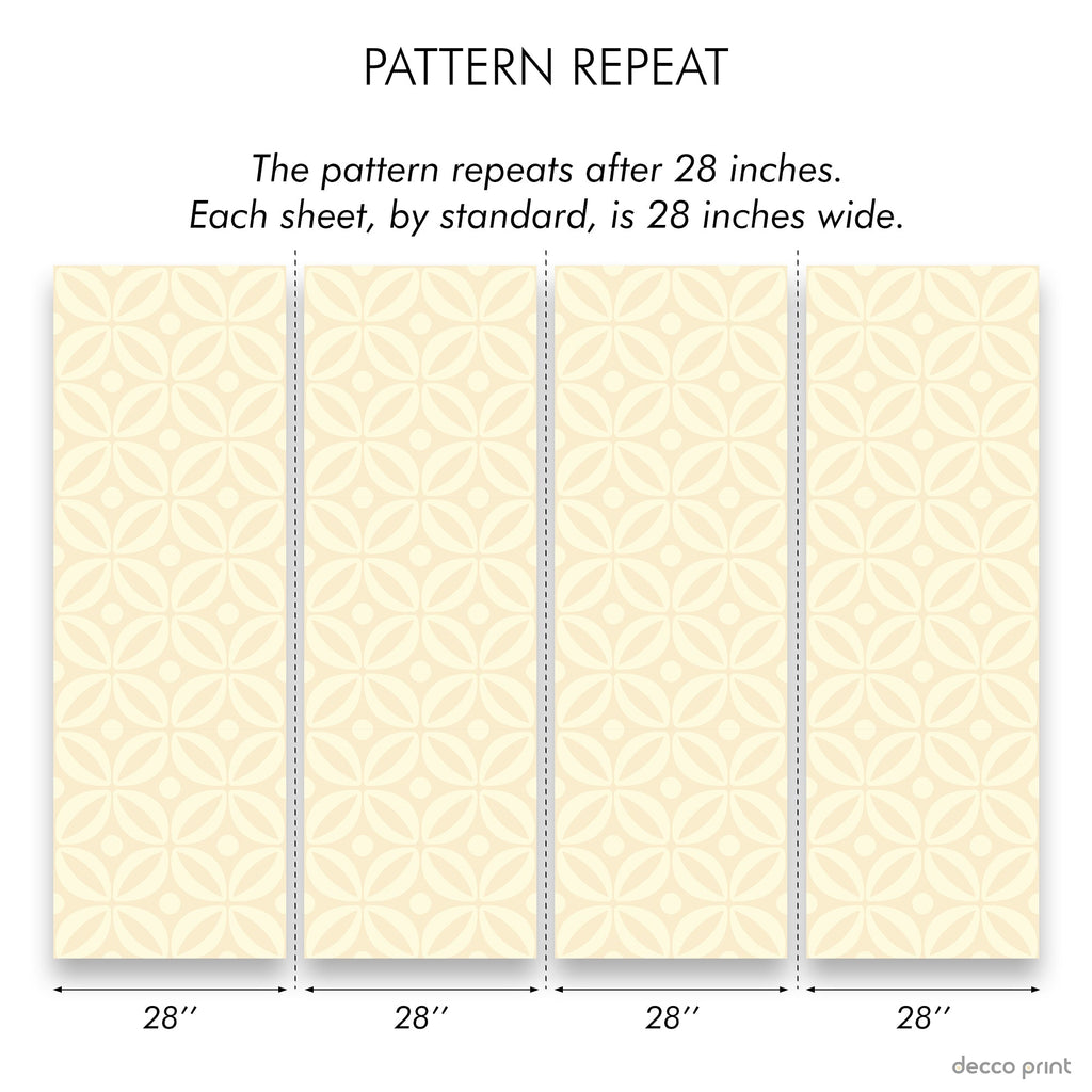 Grid Bloom Peel and Stick Wallpaper, Removable Wallpaper, Traditional Wallpaper - Cream | DeccoPrint