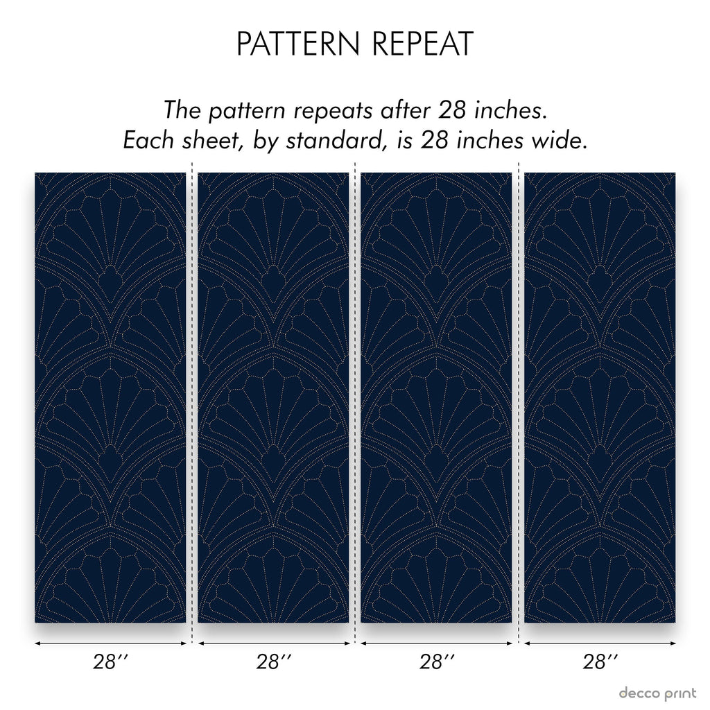 Monochrome Harmony Peel and Stick Wallpaper, Removable Wallpaper, Traditional Wallpaper - Navy | DeccoPrint