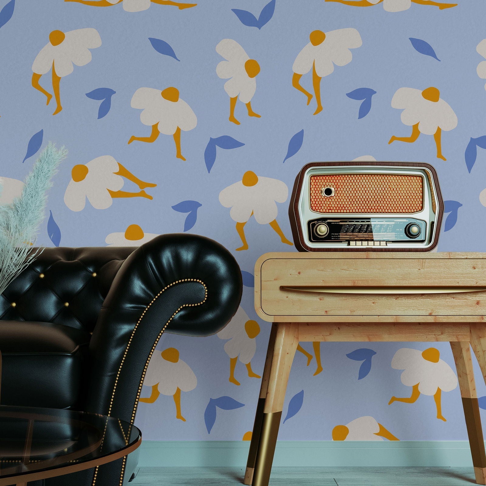 Dancing Daisy Peel and Stick Wallpaper, Removable Wallpaper, Traditional Wallpaper | DeccoPrint