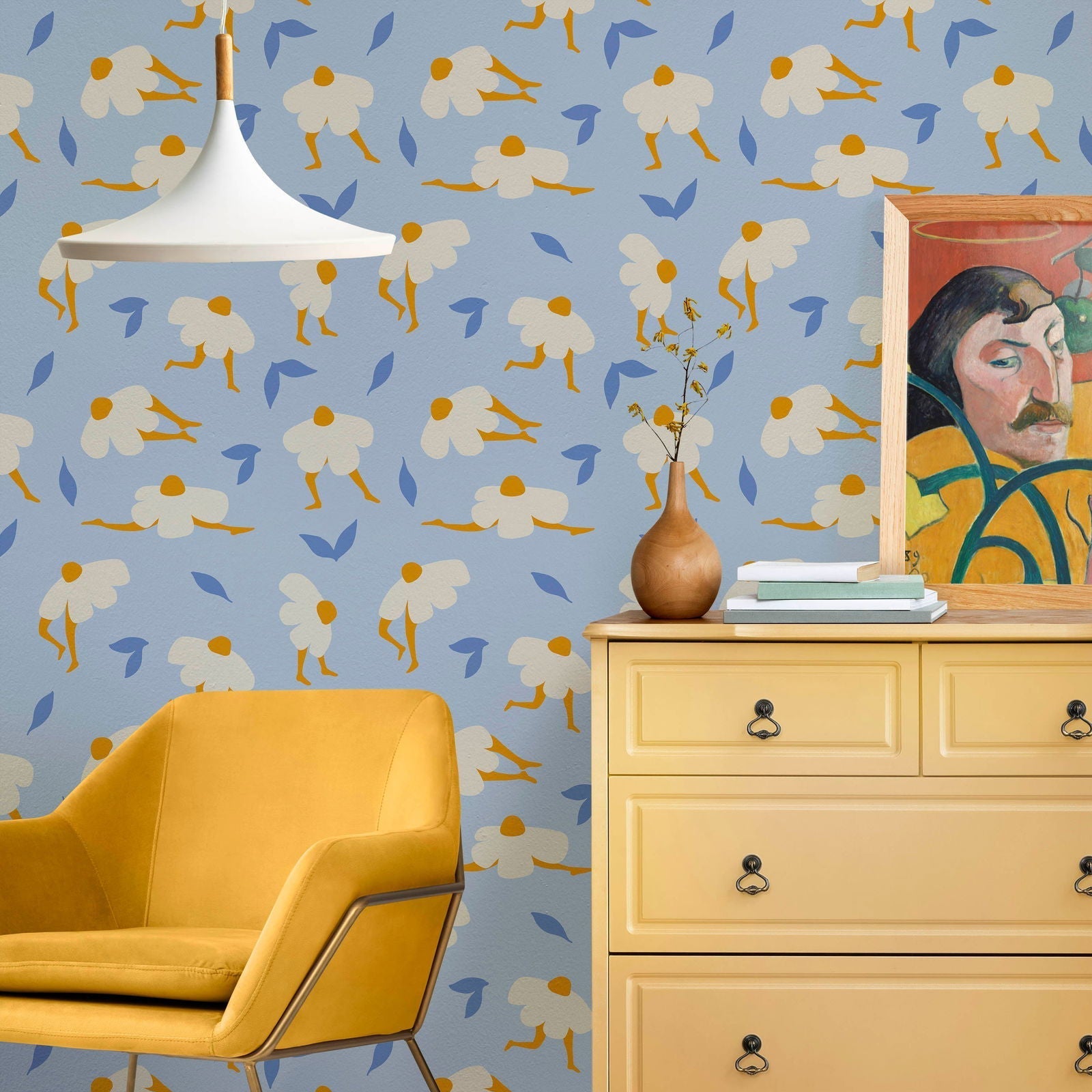 Dancing Daisy Peel and Stick Wallpaper, Removable Wallpaper, Traditional Wallpaper | DeccoPrint