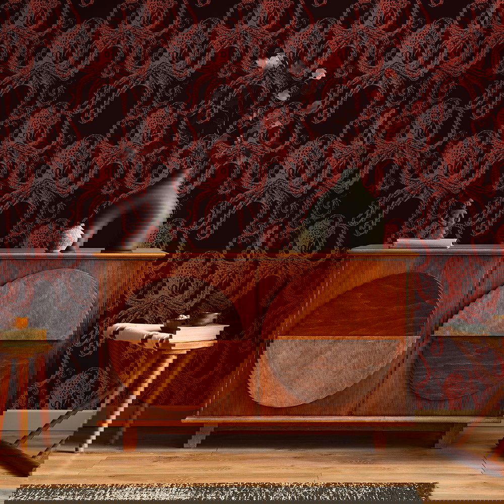 Dark Octopus Peel and Stick Wallpaper, Removable Wallpaper, Traditional Wallpaper | DeccoPrint