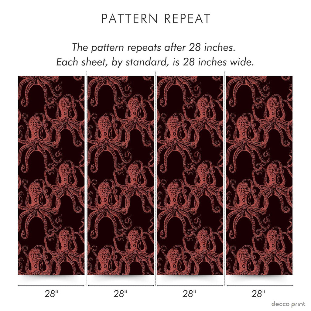 Dark Octopus Peel and Stick Wallpaper, Removable Wallpaper, Traditional Wallpaper | DeccoPrint