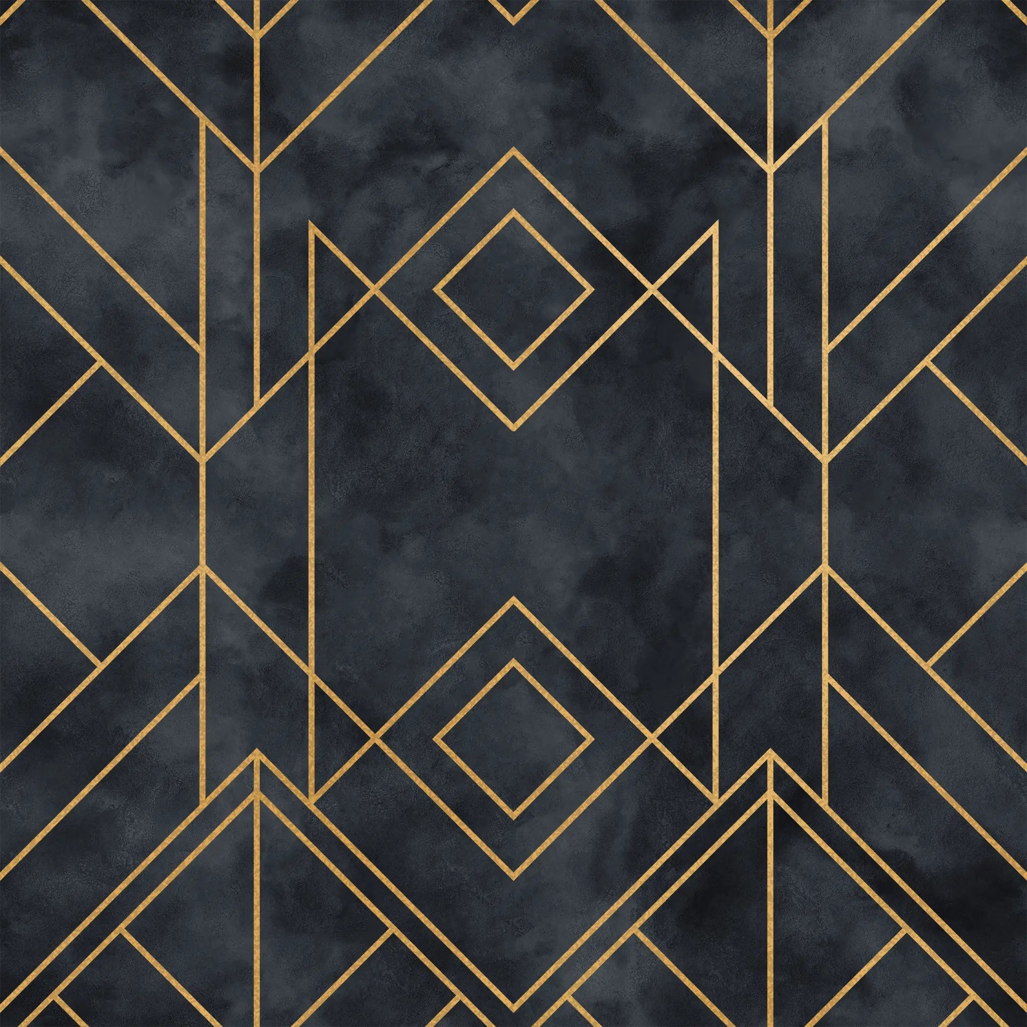Geometric pattern with gold lines on a dark textured background