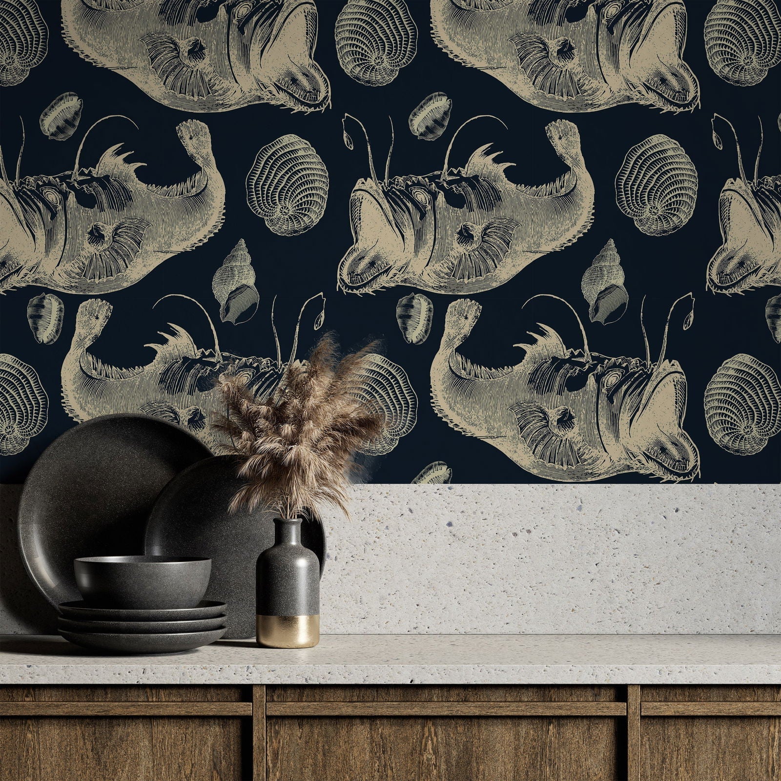 Deep-Sea Peel and Stick Wallpaper, Removable Wallpaper, Traditional Wallpaper | DeccoPrint
