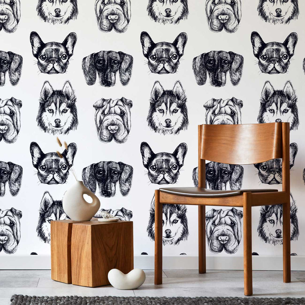 Dog Portraits Wallpaper | DeccoPrint