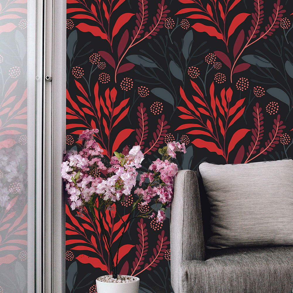 Dramatic Botanical Wallpaper – Elegant Nature Design | DeccoPrint
