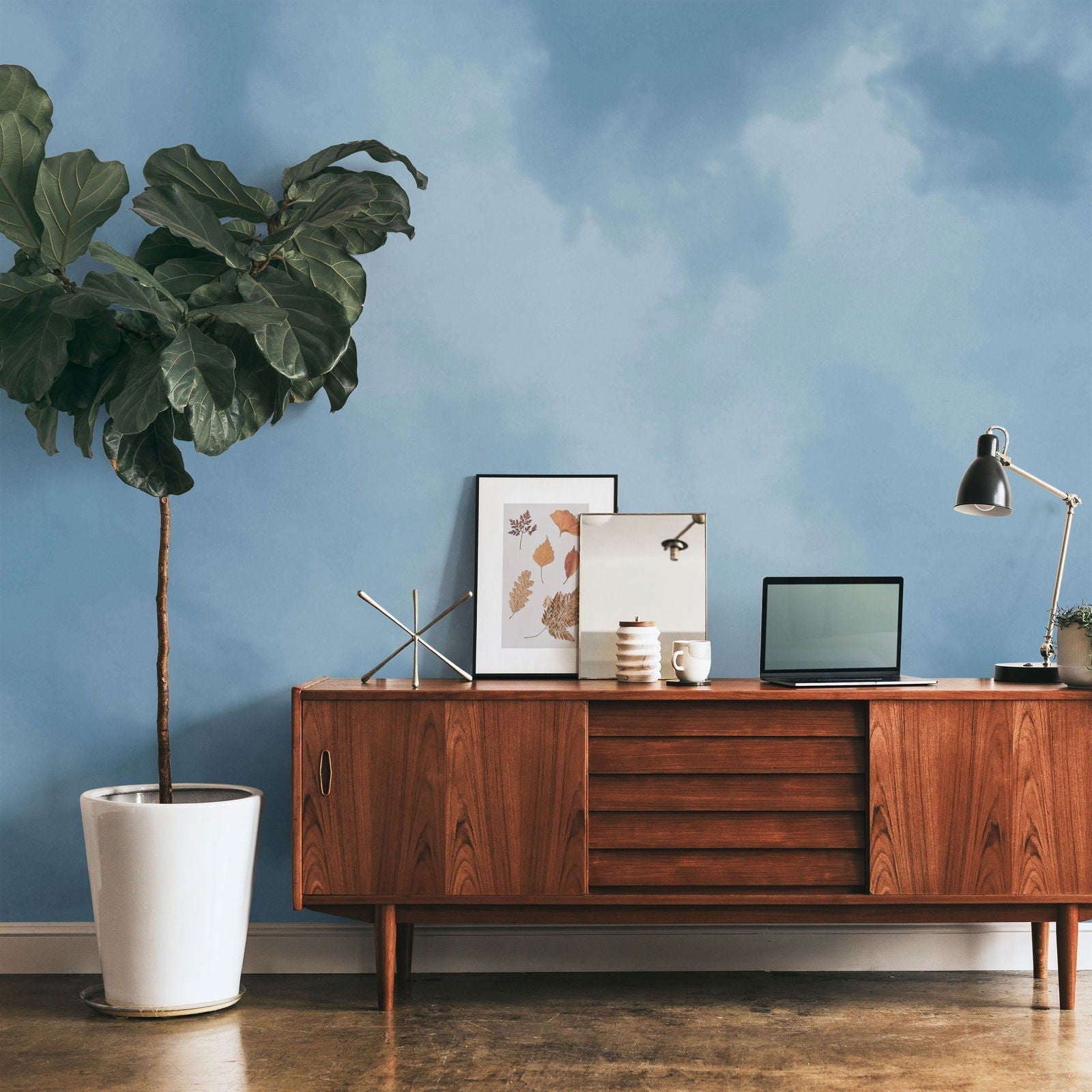 Dreamy Mural Peel and Stick Wallpaper, Removable Wallpaper, Traditional Wallpaper - Blue | DeccoPrint