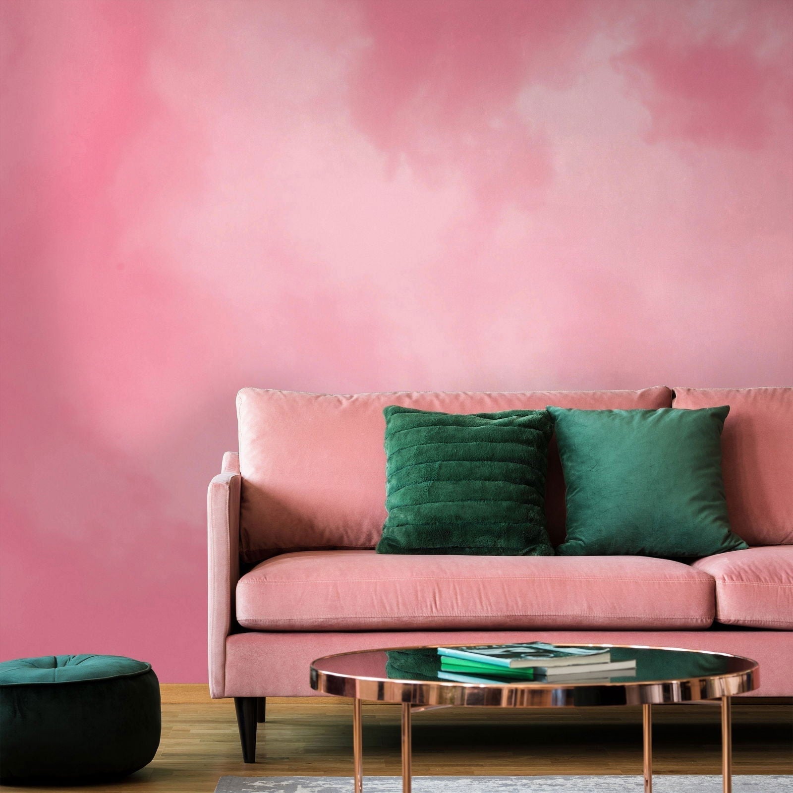 Dreamy Mural Peel and Stick Wallpaper, Removable Wallpaper, Traditional Wallpaper - Pink | DeccoPrint