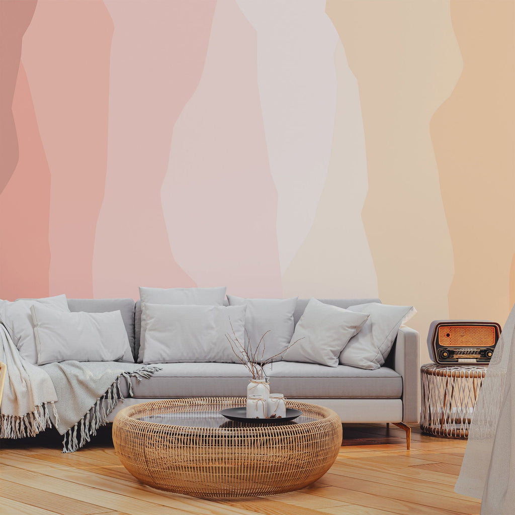 Earthy Ripples Mural Wallpaper - Warm Pastel - DeccoPrint