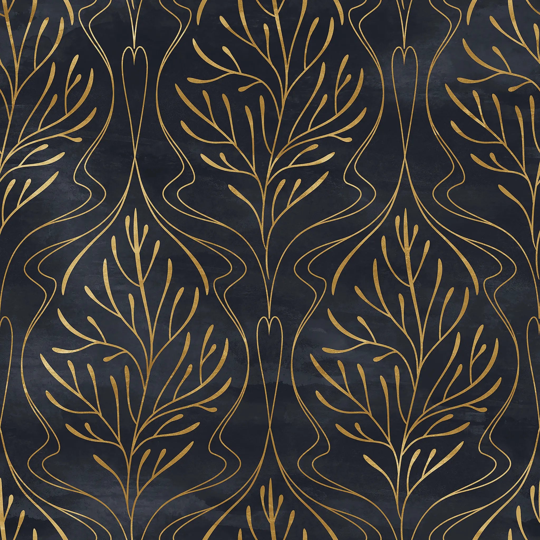 Gold leaf pattern on a black background