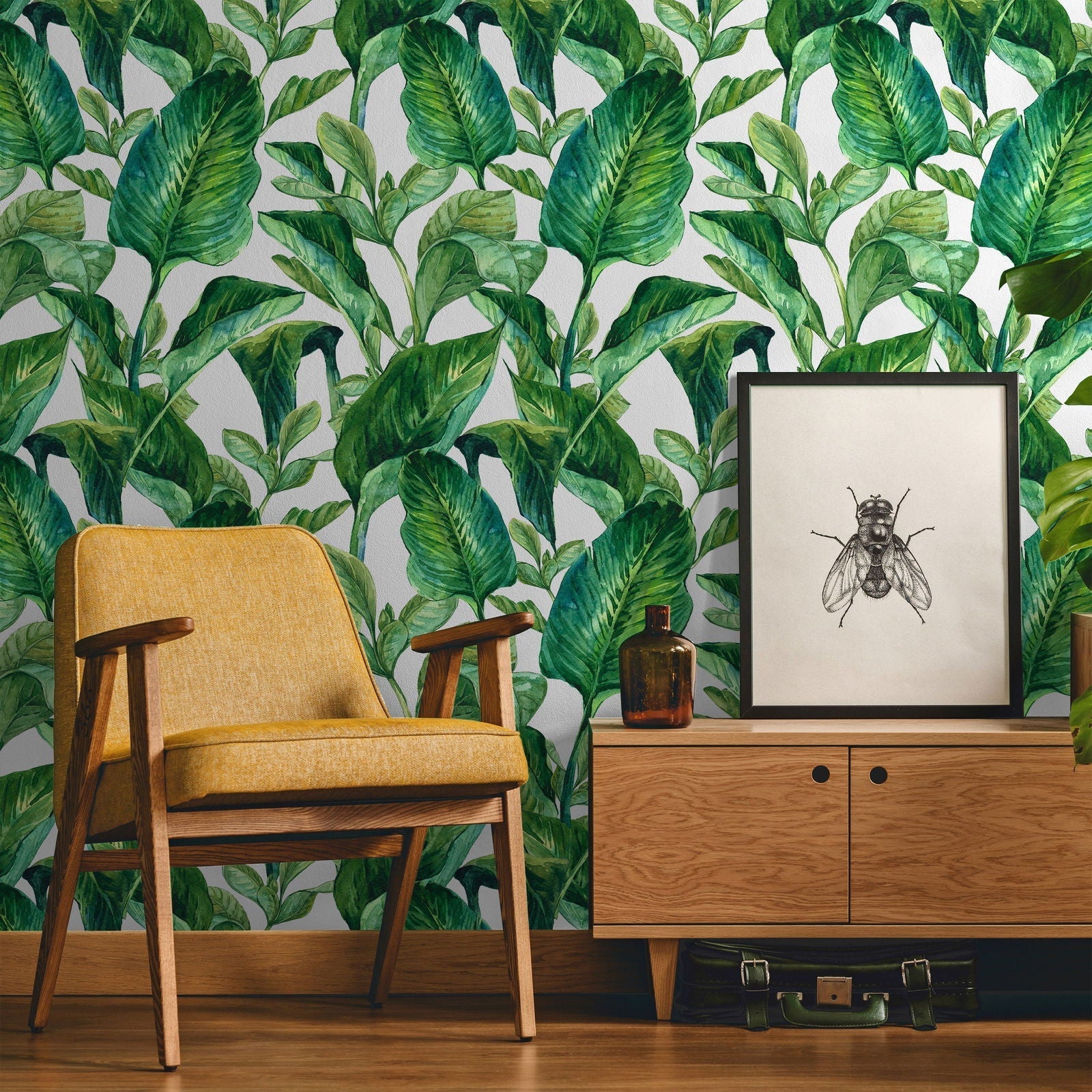 Exotic Greenery Peel and Stick Wallpaper, Removable Wallpaper, Traditional Wallpaper | DeccoPrint