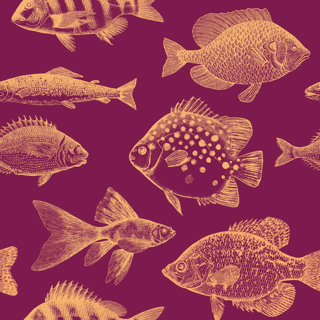 Fish in Wine Wallpaper - DeccoPrint