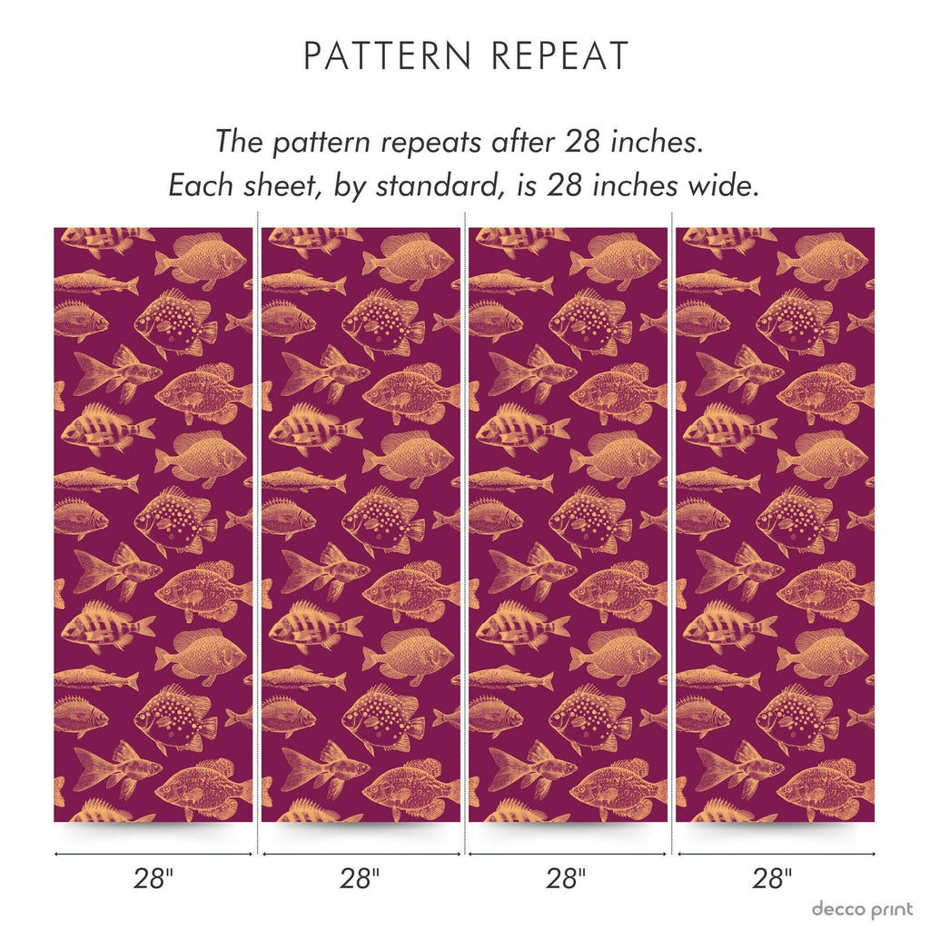 Fish in Wine Peel and Stick Wallpaper, Removable Wallpaper, Traditional Wallpaper | DeccoPrint