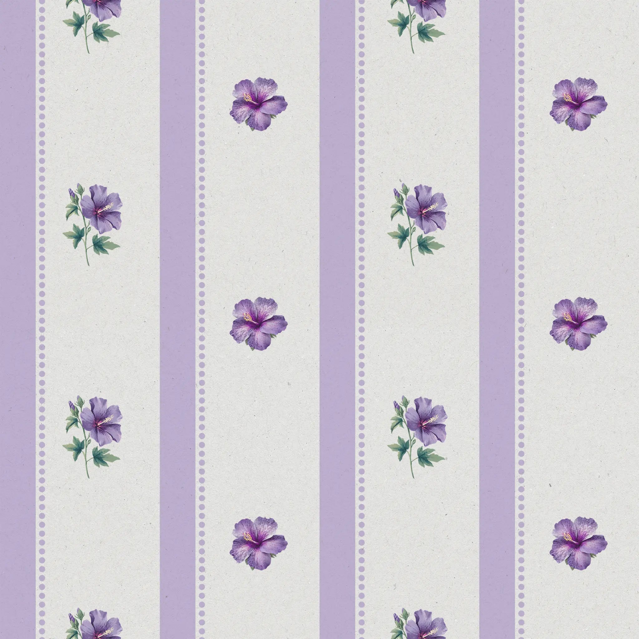 Pattern of purple flowers on a striped purple-white background