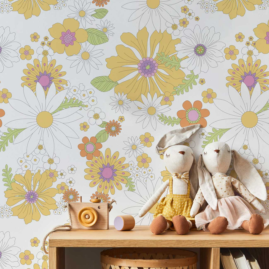 Flowers of Childhood Peel and Stick Wallpaper, Removable Wallpaper, Traditional Wallpaper | DeccoPrint