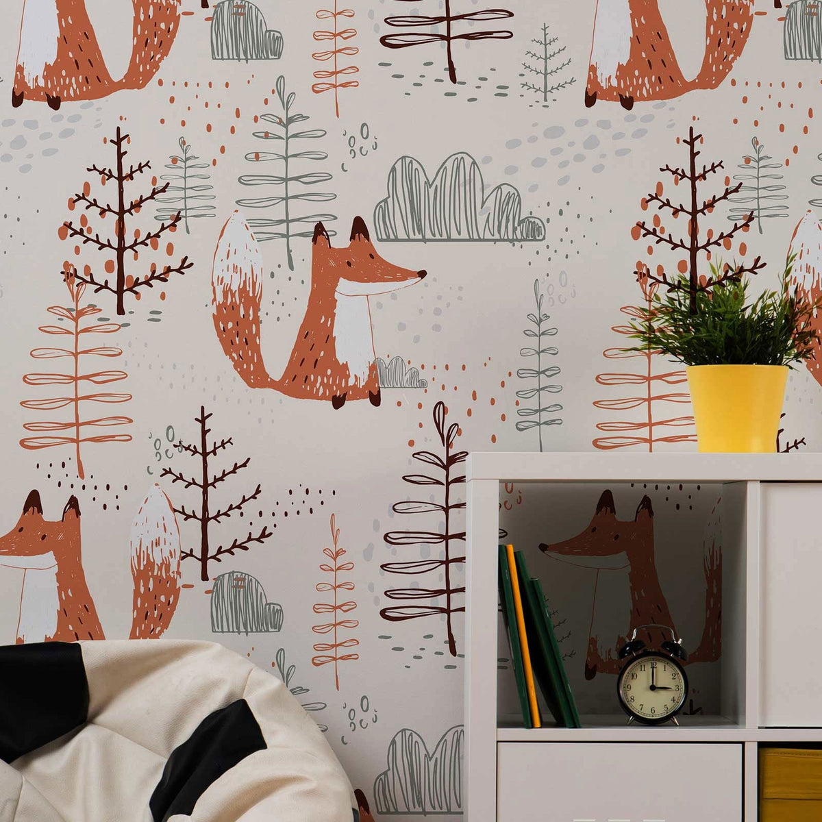 Fox in the Forest Wallpaper – Cute Animal Design | DeccoPrint