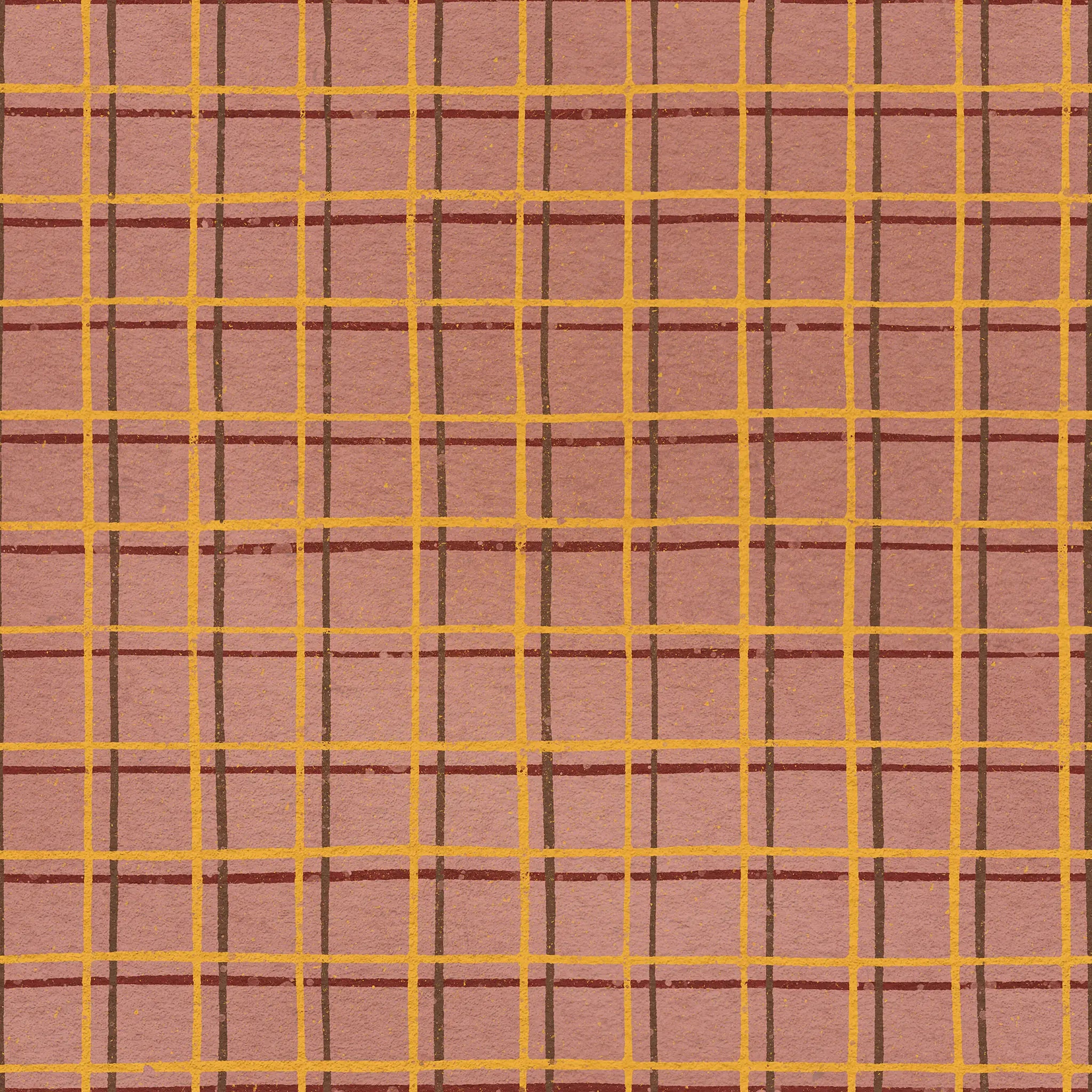 Plaid pattern with red and yellow lines on a pink background