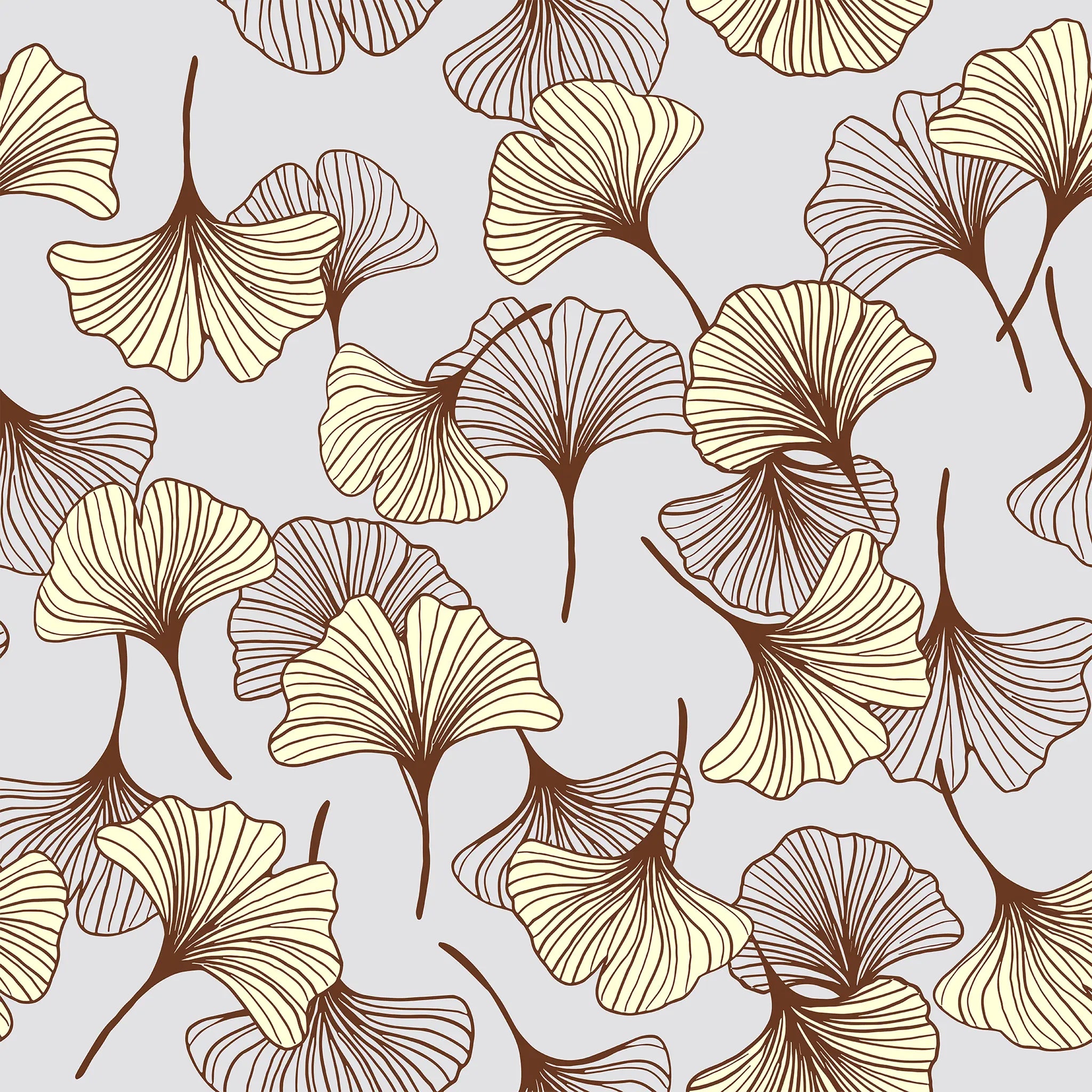 Pattern of ginkgo leaves on a light gray background