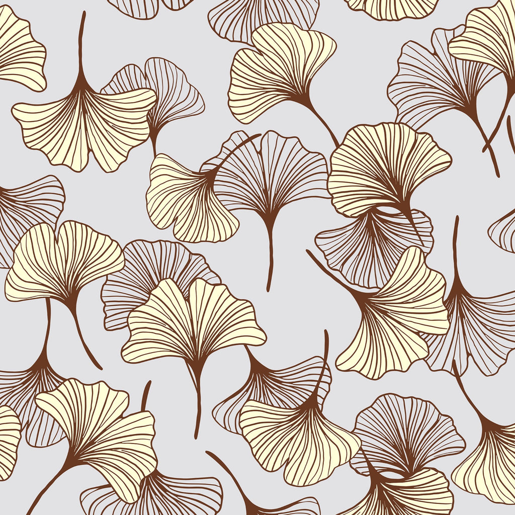 Pattern of ginkgo leaves on a light gray background
