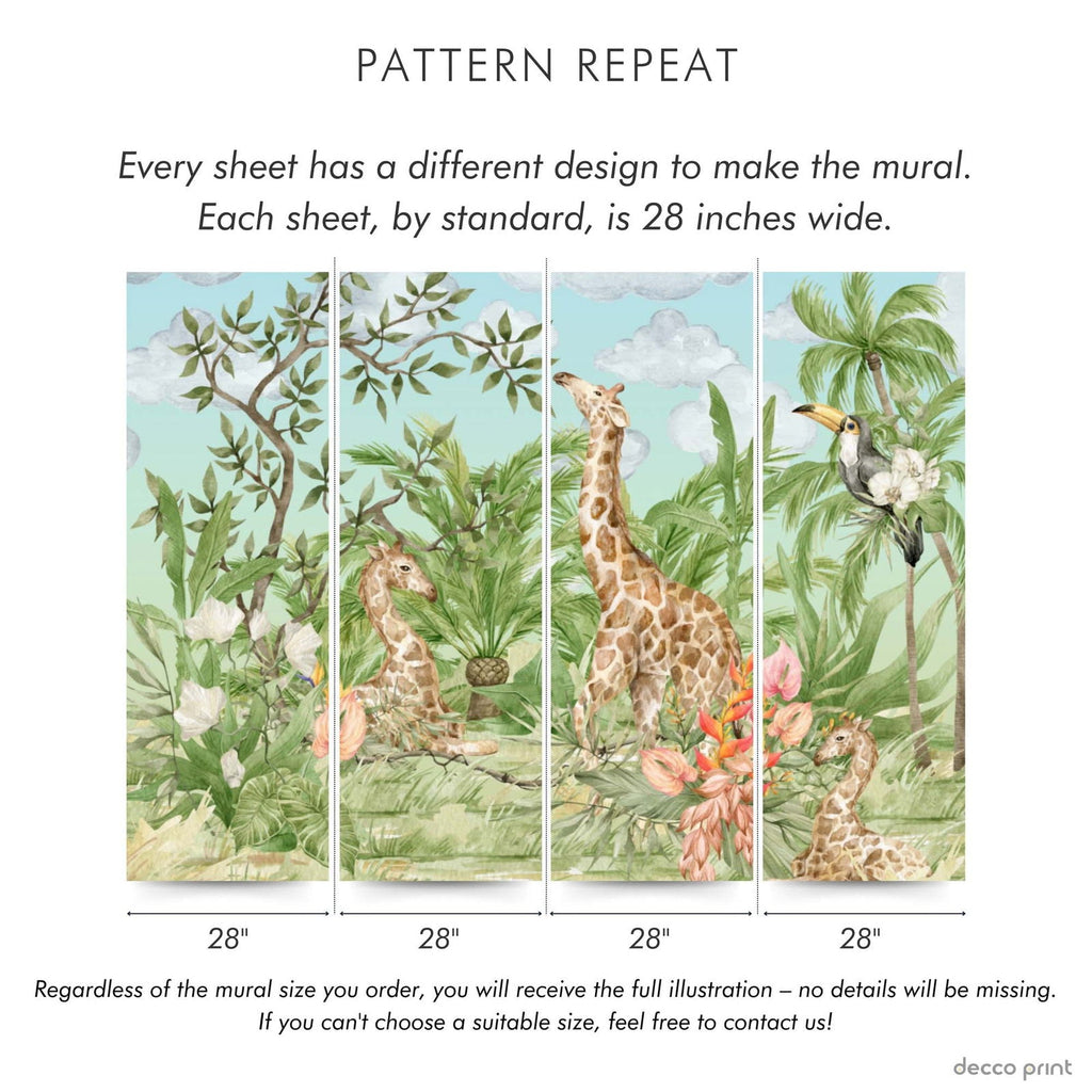 Giraffe Kingdom Peel and Stick Wallpaper, Removable Wallpaper, Traditional Wallpaper | DeccoPrint