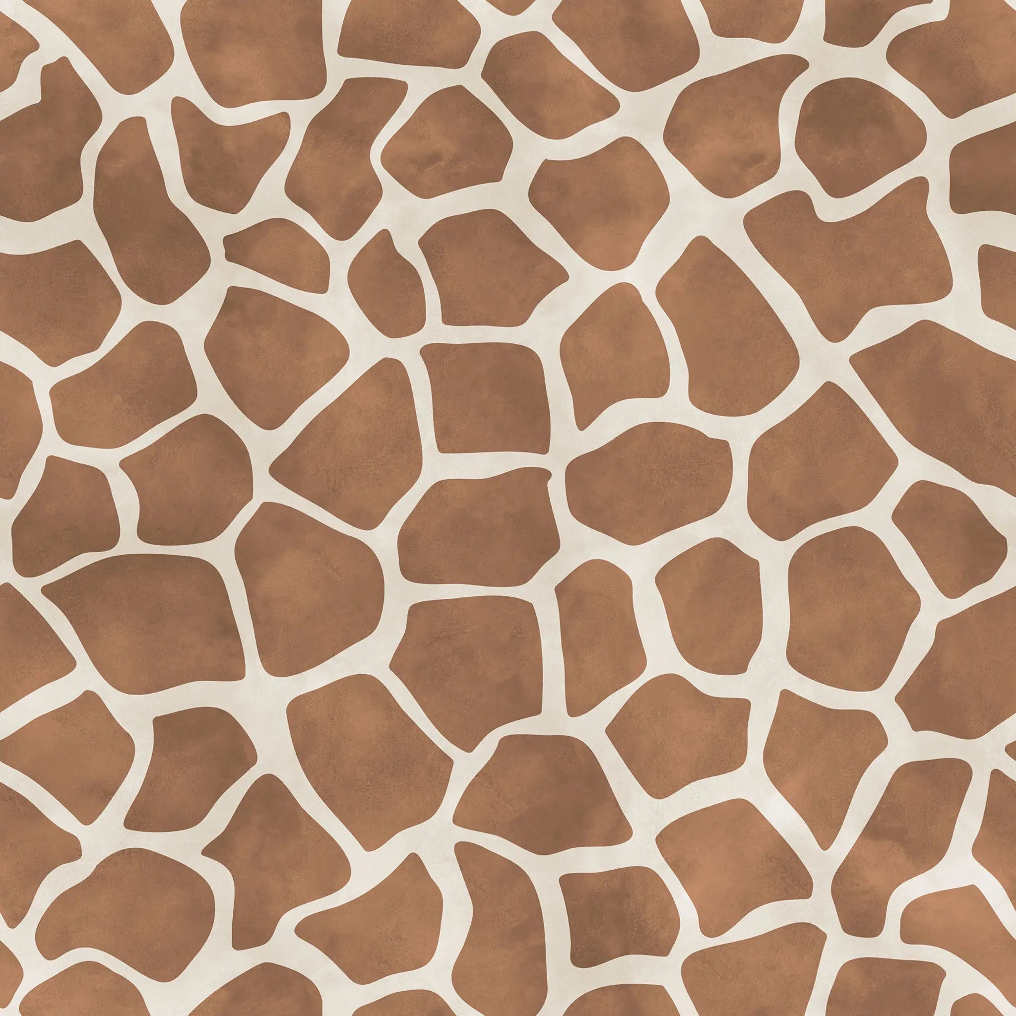 Pattern resembling a giraffe's coat with brown patches on a white background