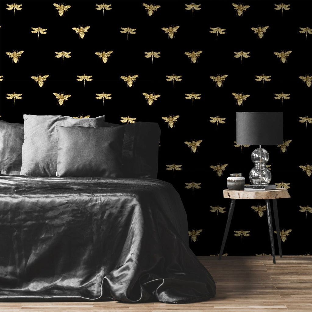 Golden Beetles Wallpaper | DeccoPrint