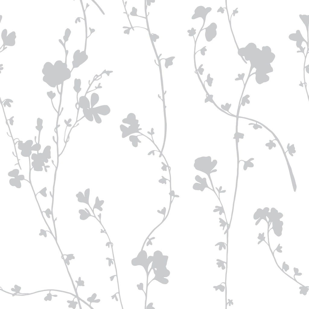 Gray Flowers Wallpaper - DeccoPrint