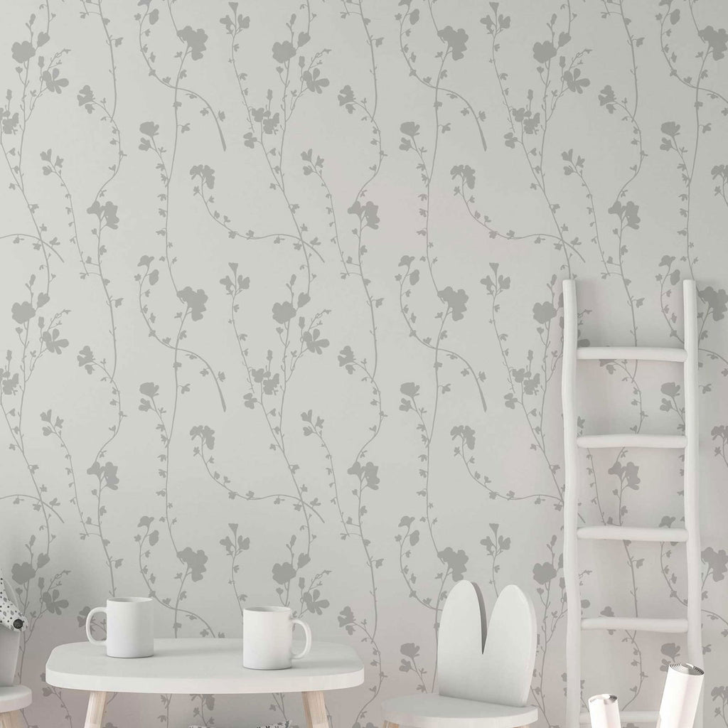 Gray Flowers Wallpaper - DeccoPrint