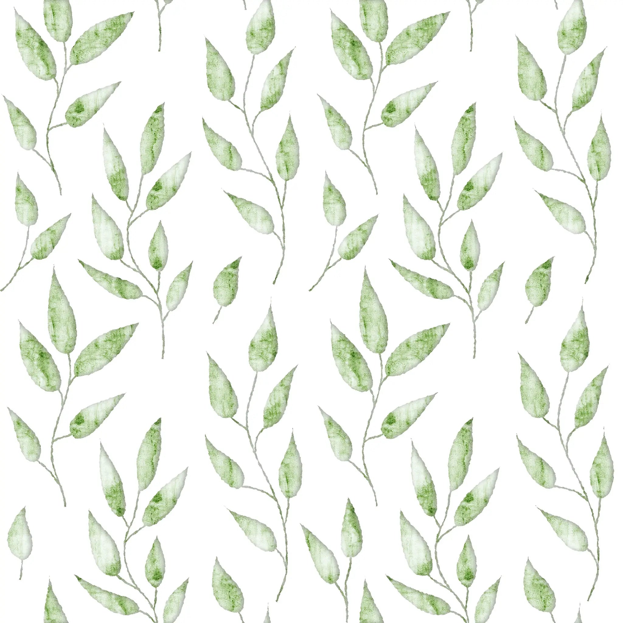 Pattern of green leaves on a white background