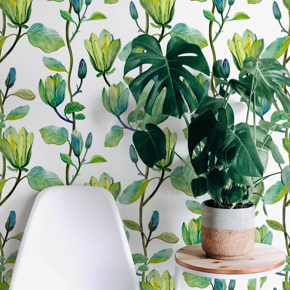 Green Magnolia Wallpaper - DeccoPrint