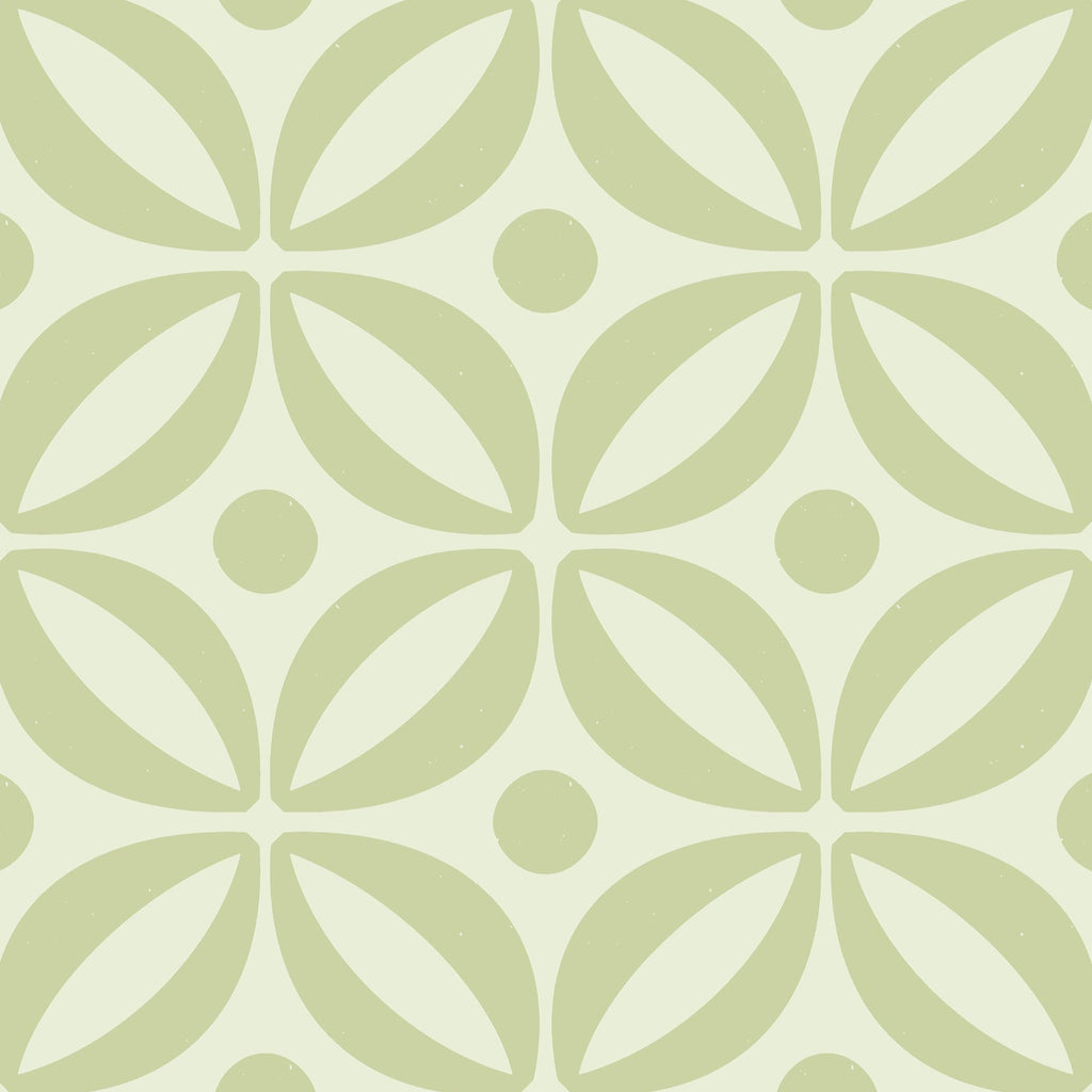 Grid Bloom Peel and Stick Wallpaper, Removable Wallpaper, Traditional Wallpaper - Sage | DeccoPrint