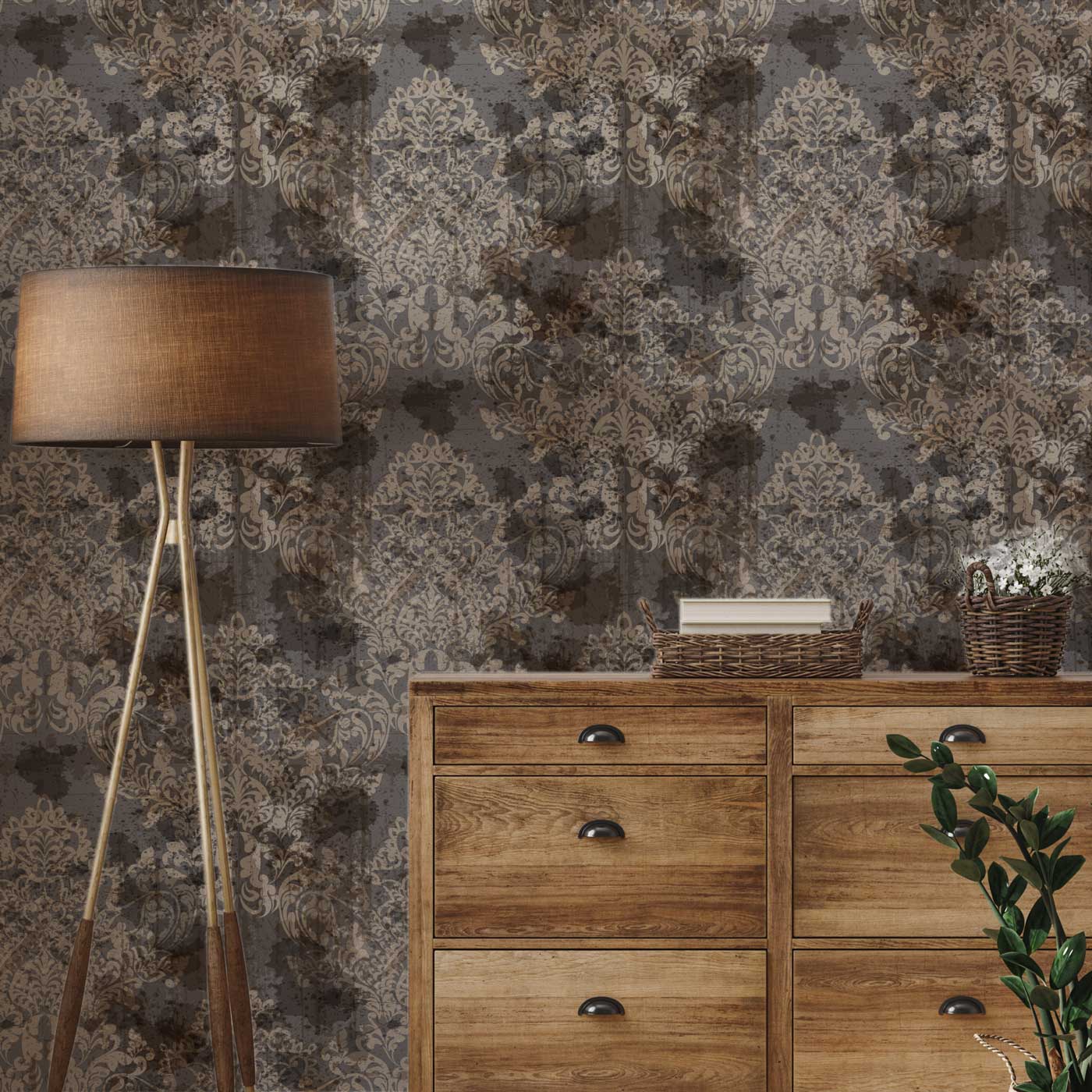 Grungy Baroque Peel and Stick Wallpaper, Removable Wallpaper, Traditional Wallpaper | DeccoPrint