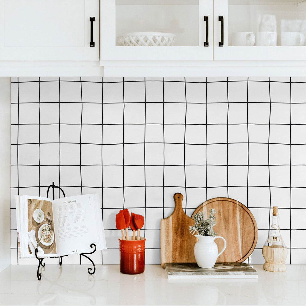 Hand Drawn Grid Peel and Stick Wallpaper, Removable Wallpaper, Traditional Wallpaper | DeccoPrint