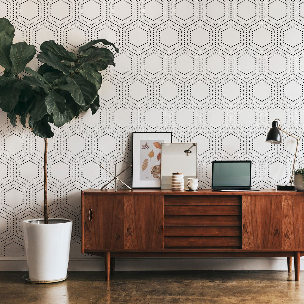 Hexagon Dots Wallpaper - DeccoPrint