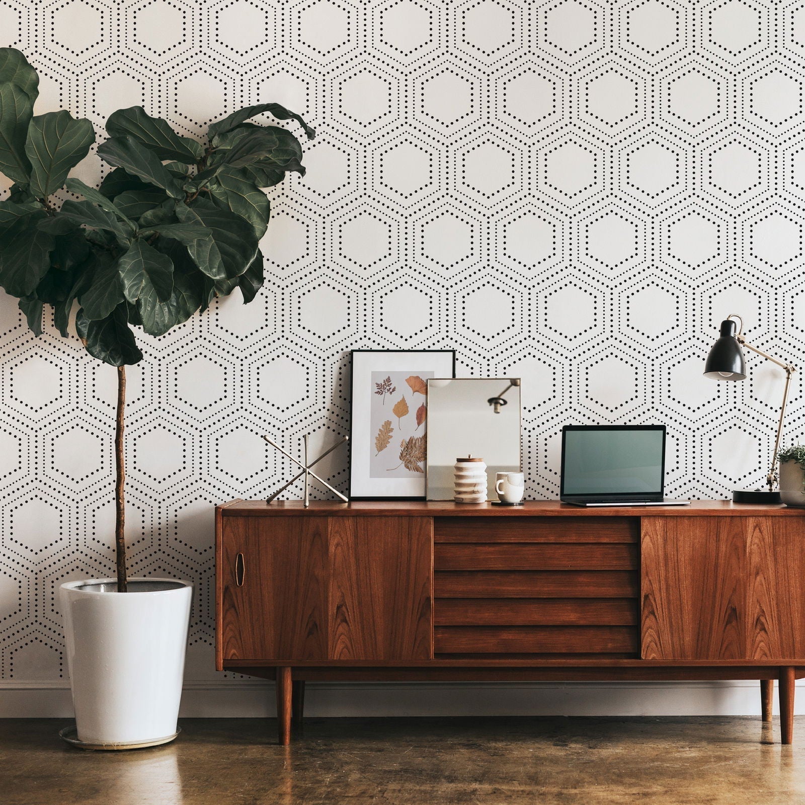 Hexagon Dots Peel and Stick Wallpaper, Removable Wallpaper, Traditional Wallpaper | DeccoPrint