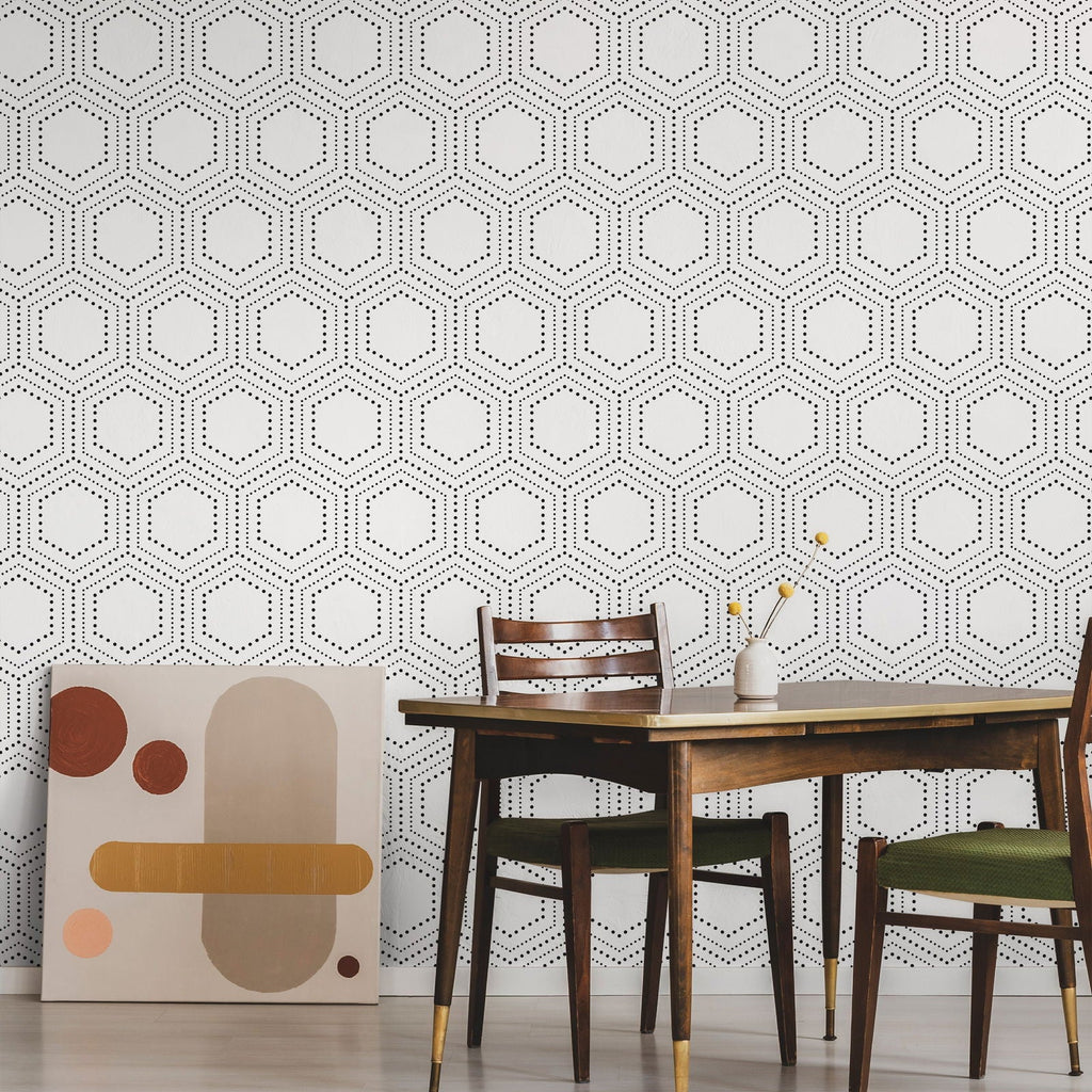 Hexagon Dots Wallpaper - DeccoPrint