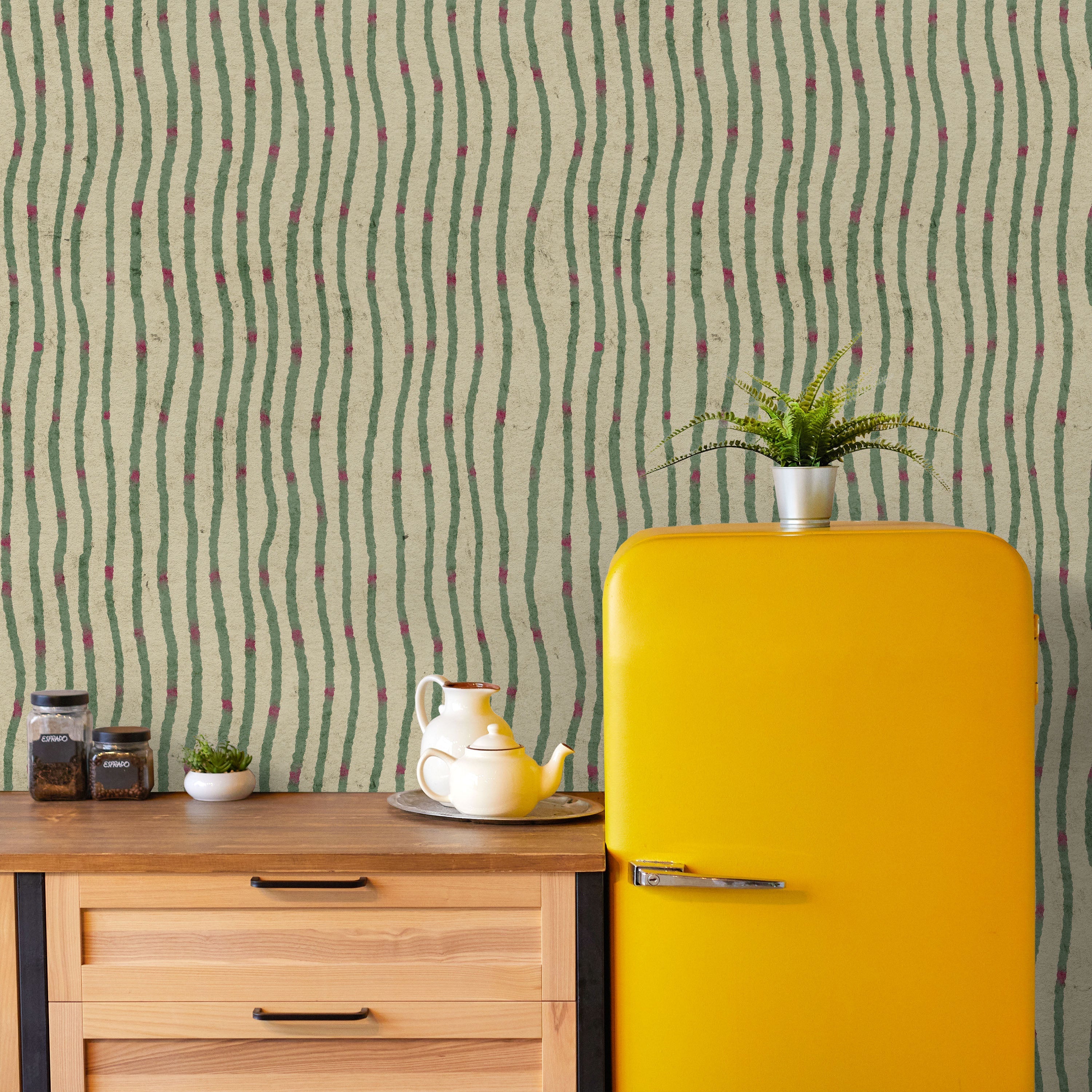 Furuya Korin x Edo Stream Peel and Stick Wallpaper, Removable Wallpaper, Traditional Wallpaper - Rustic Sage | DeccoPrint