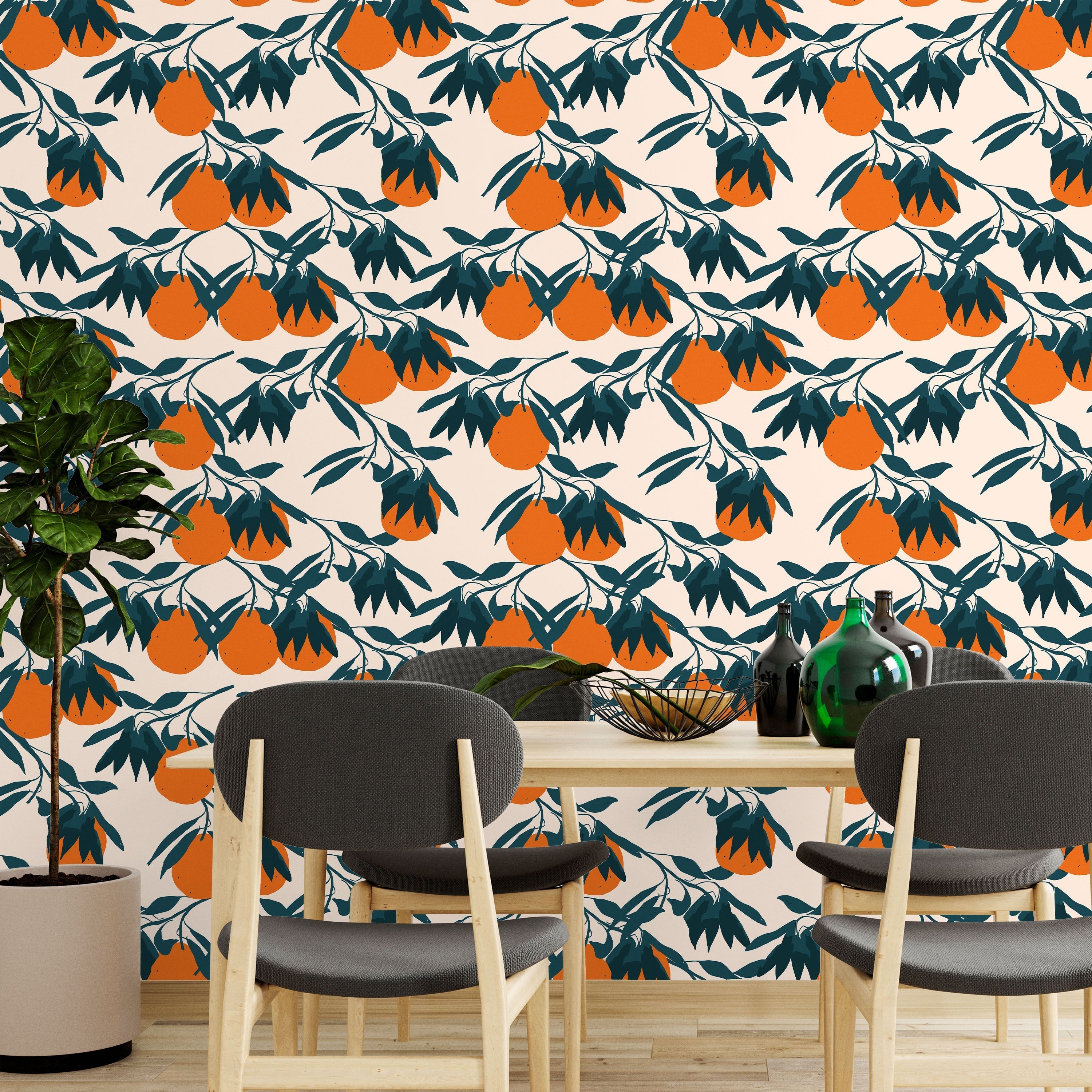 Orange Tree Peel and Stick Wallpaper, Removable Wallpaper, Traditional Wallpaper | DeccoPrint