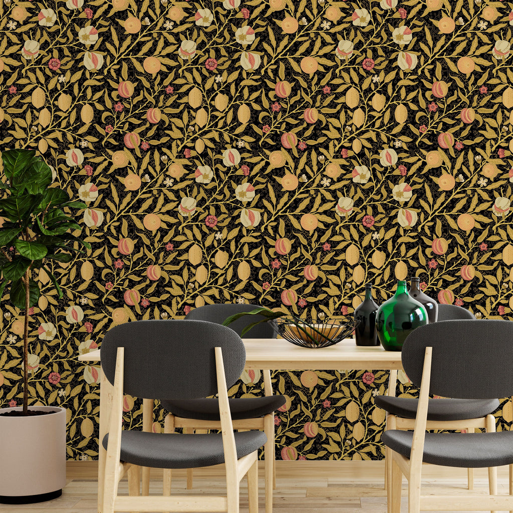 William Morris X Citrus Groove Peel and Stick Wallpaper, Removable Wallpaper, Traditional Wallpaper - Gold | DeccoPrint
