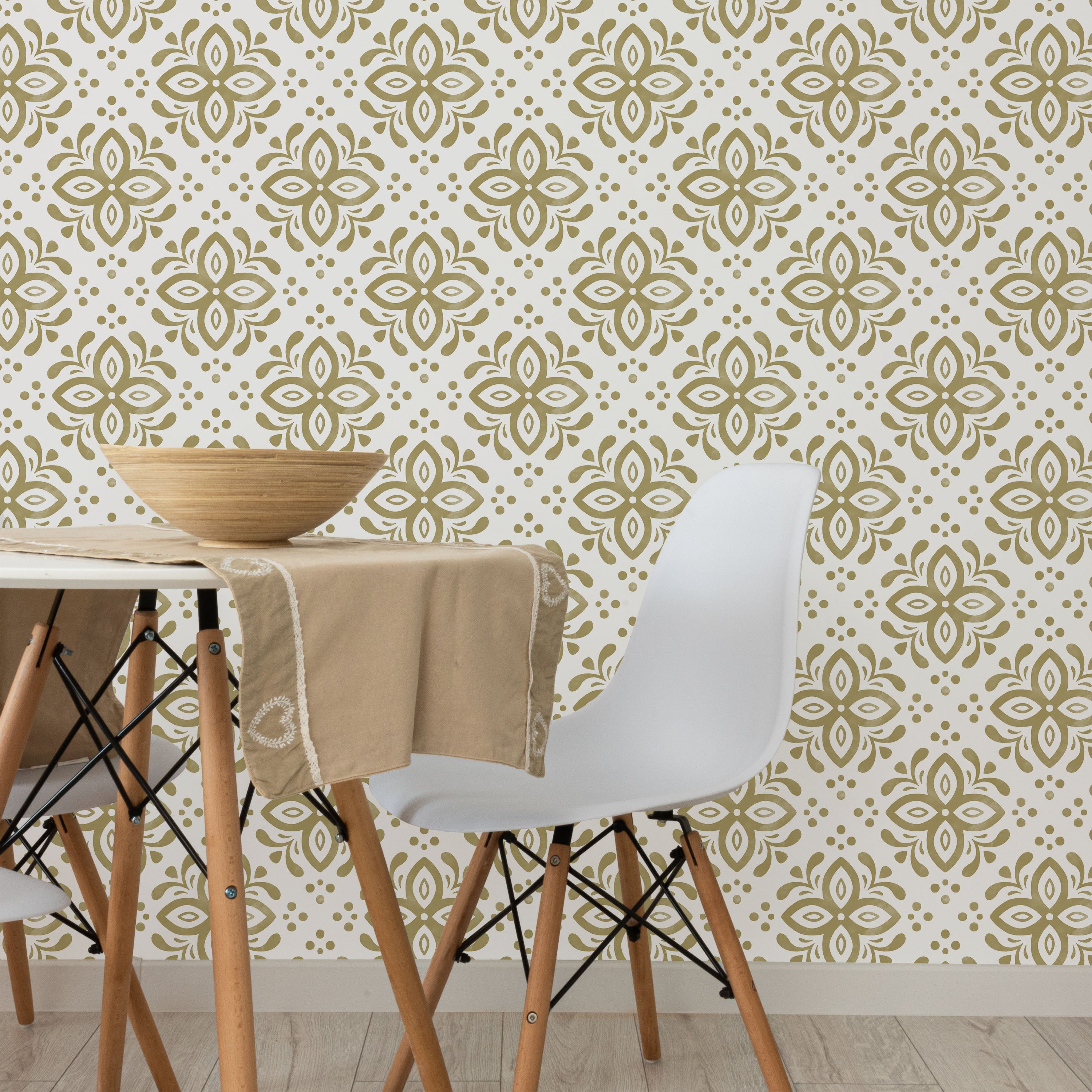 Euforia Mandala Peel and Stick Wallpaper, Removable Wallpaper, Traditional Wallpaper - Beige | DeccoPrint