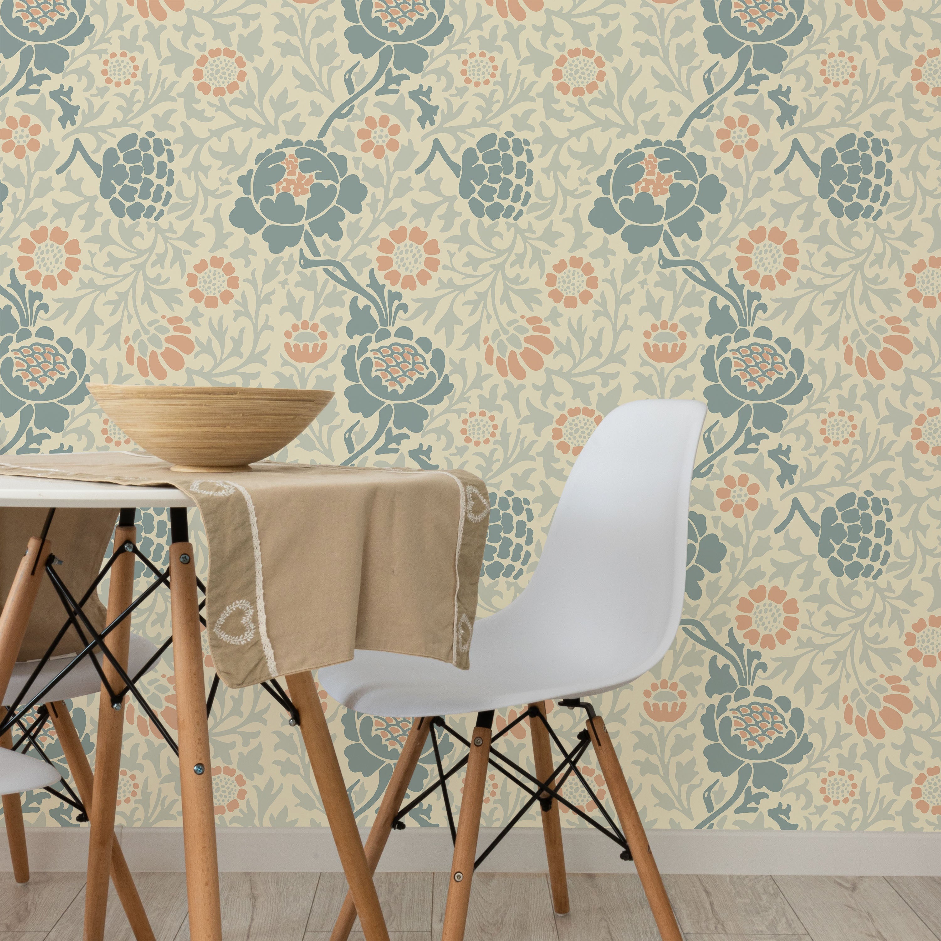 William Morris X Grafton (1883) Peel and Stick Wallpaper, Removable Wallpaper, Traditional Wallpaper - Blue | DeccoPrint