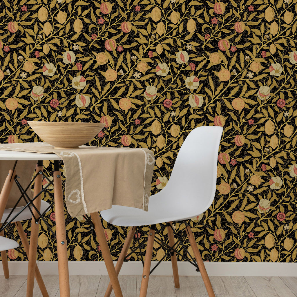 William Morris X Citrus Groove Peel and Stick Wallpaper, Removable Wallpaper, Traditional Wallpaper - Gold | DeccoPrint