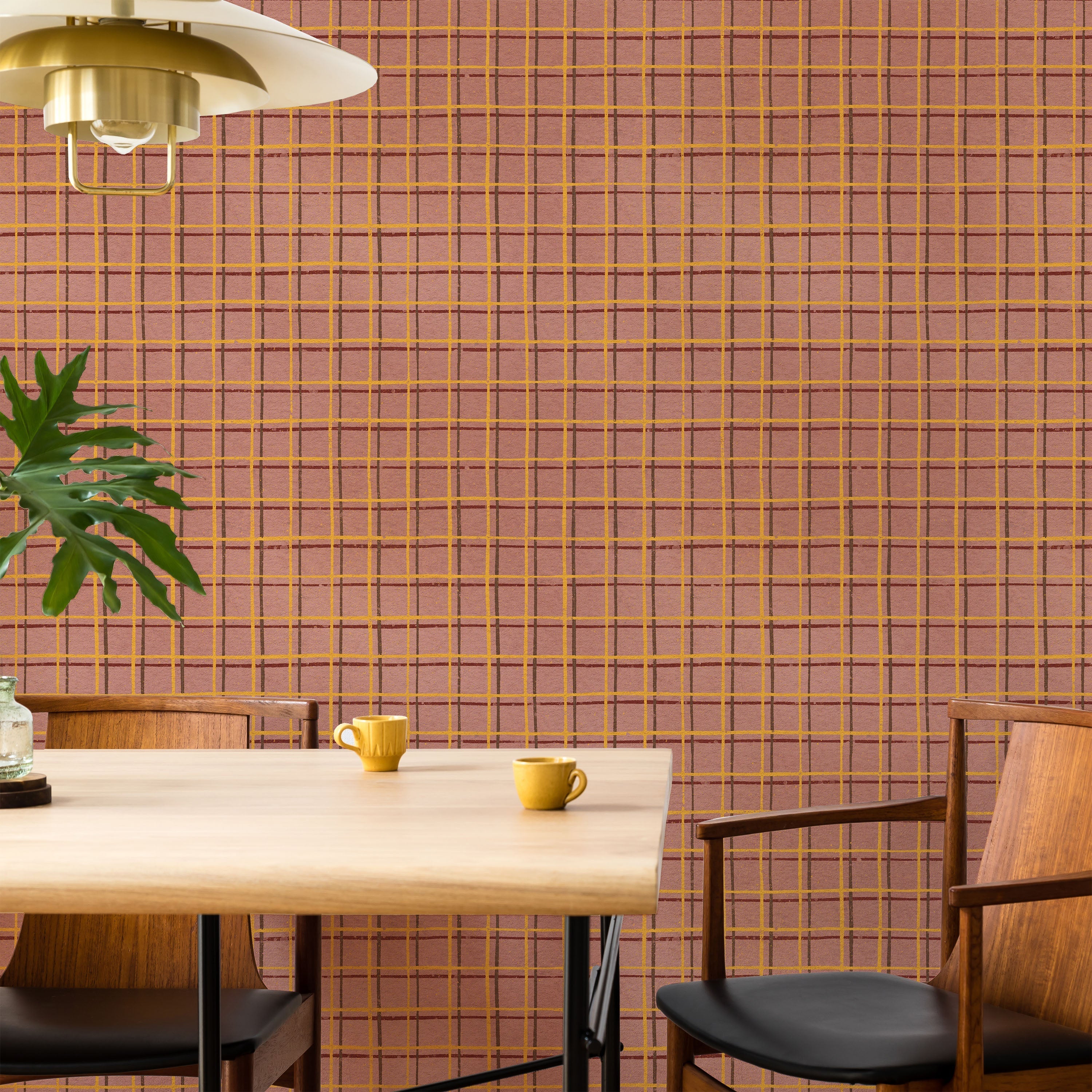 Furuya Korin x Korin Zen Grid Peel and Stick Wallpaper, Removable Wallpaper, Traditional Wallpaper - Soft Peach | DeccoPrint