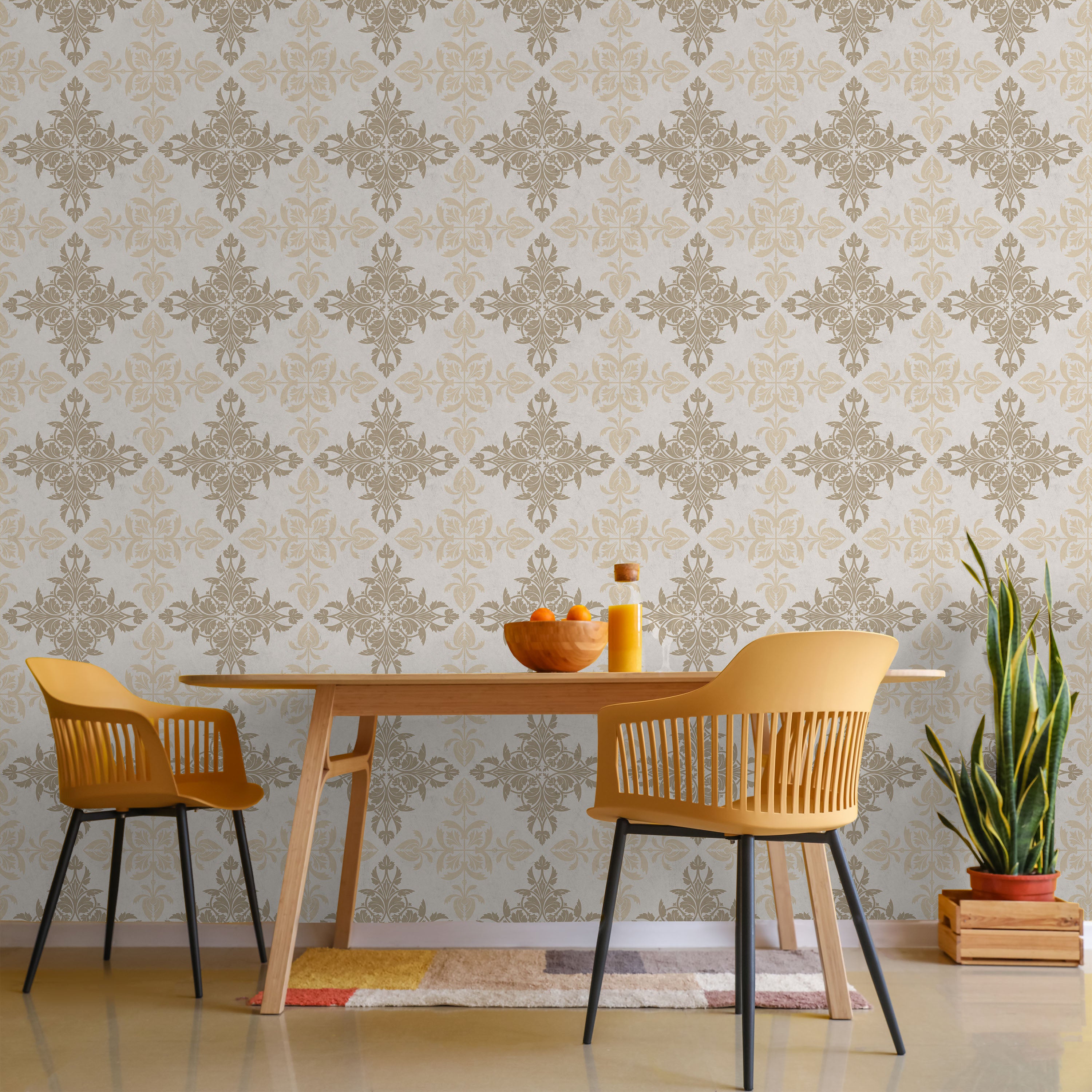 Christopher Dresser x Decorative Symmetry Peel and Stick Wallpaper, Removable Wallpaper, Traditional Wallpaper - Warm Beige | DeccoPrint