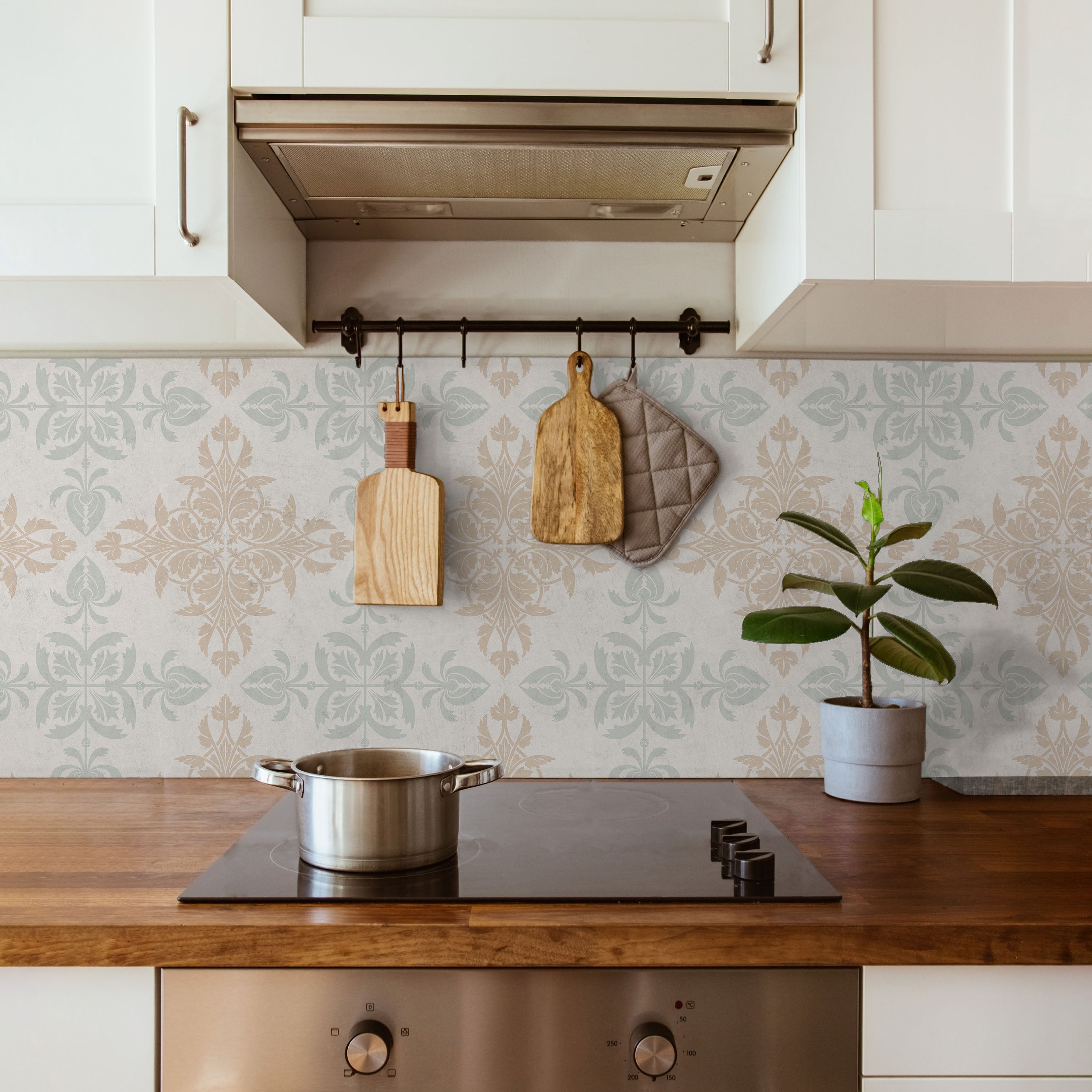 Christopher Dresser x Decorative Symmetry Peel and Stick Wallpaper, Removable Wallpaper, Traditional Wallpaper - Faded Blue | DeccoPrint