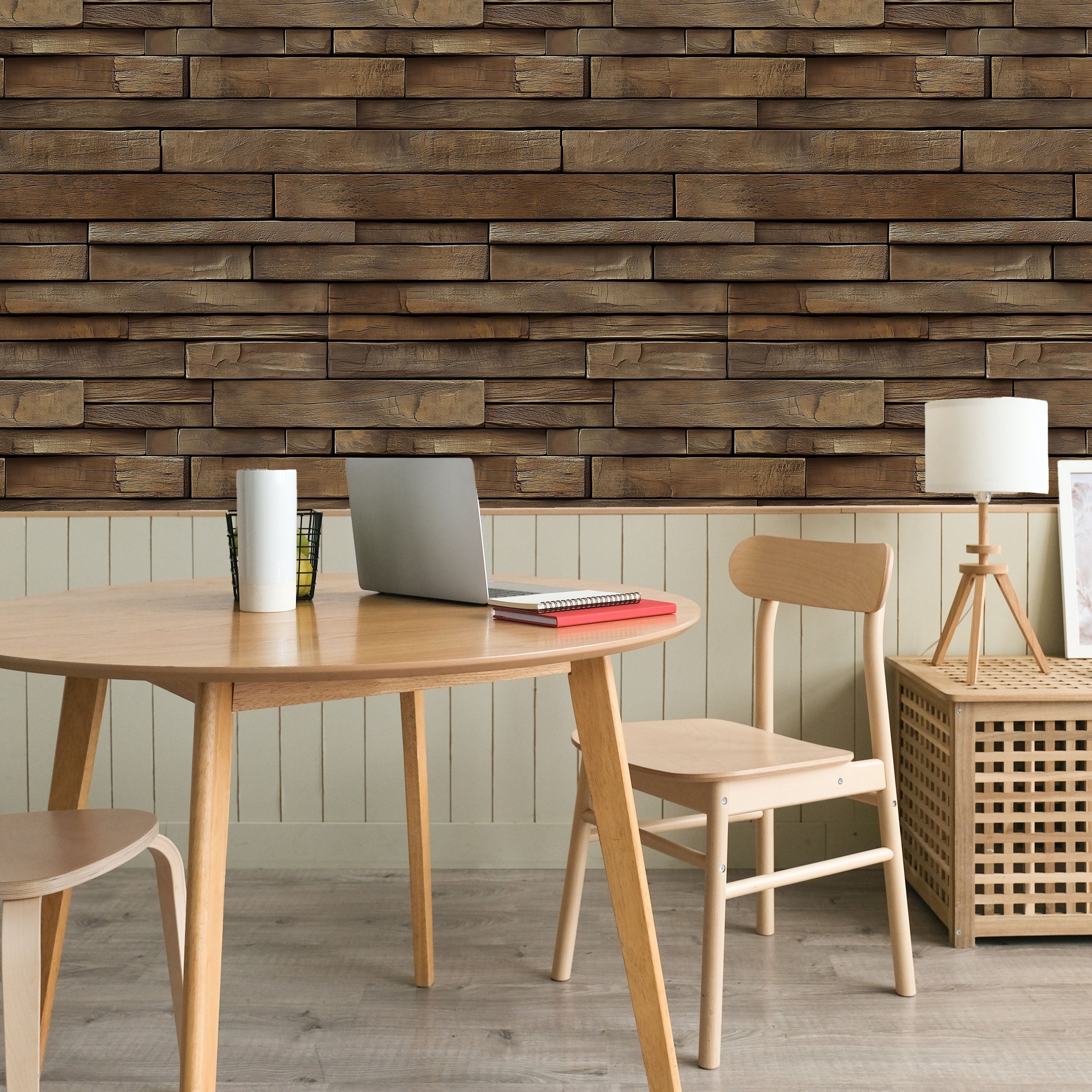 Rustic Boards Peel and Stick Wallpaper, Removable Wallpaper, Traditional Wallpaper - Dark Wood | DeccoPrint