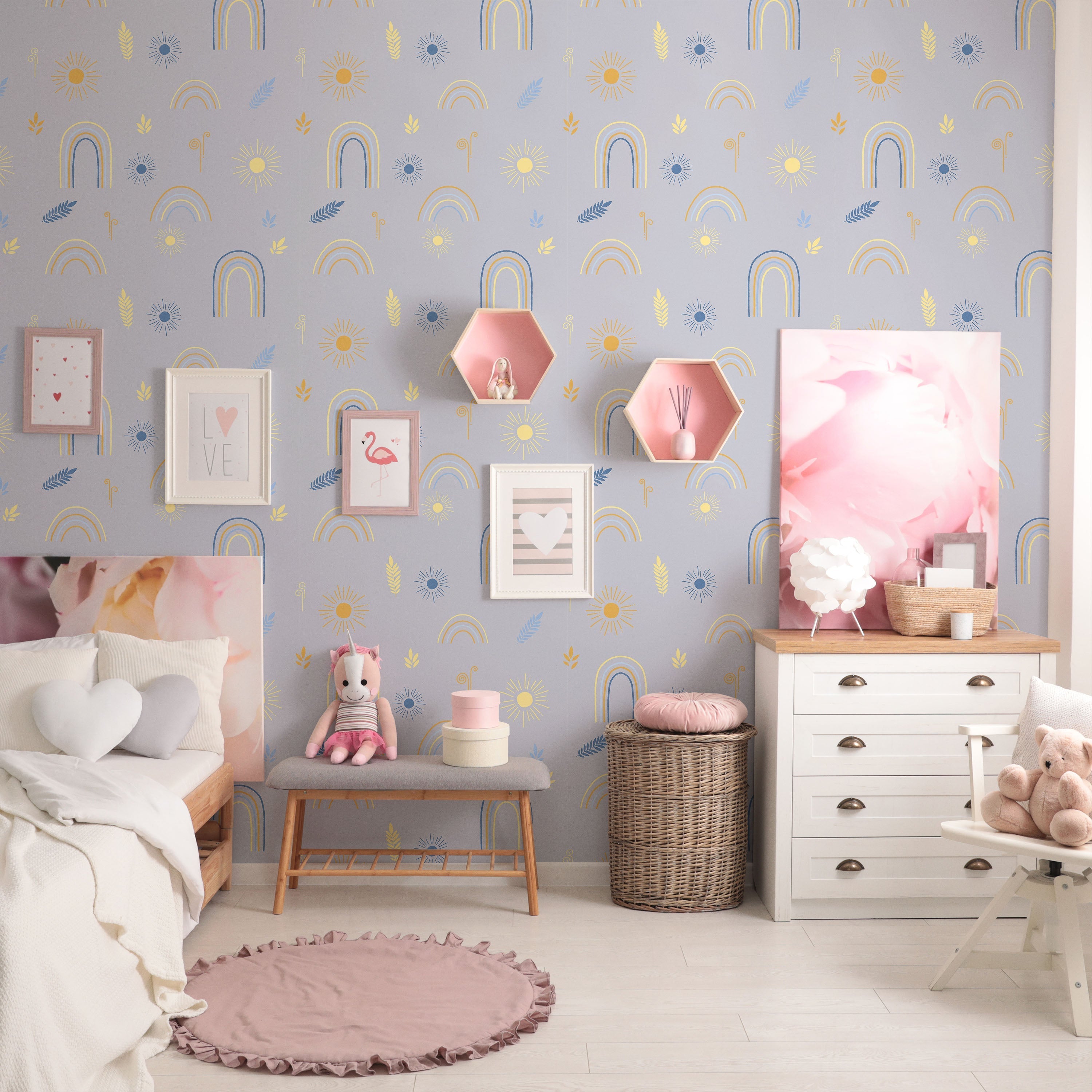 Child's Dreams Peel and Stick Wallpaper, Removable Wallpaper, Traditional Wallpaper - Soft Purple | DeccoPrint
