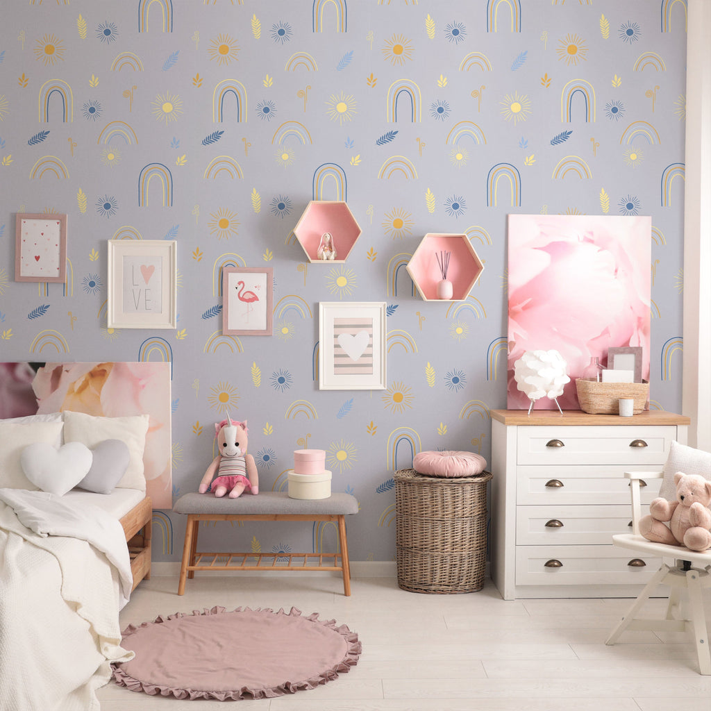 Child's Dreams Peel and Stick Wallpaper, Removable Wallpaper, Traditional Wallpaper - Soft Purple | DeccoPrint