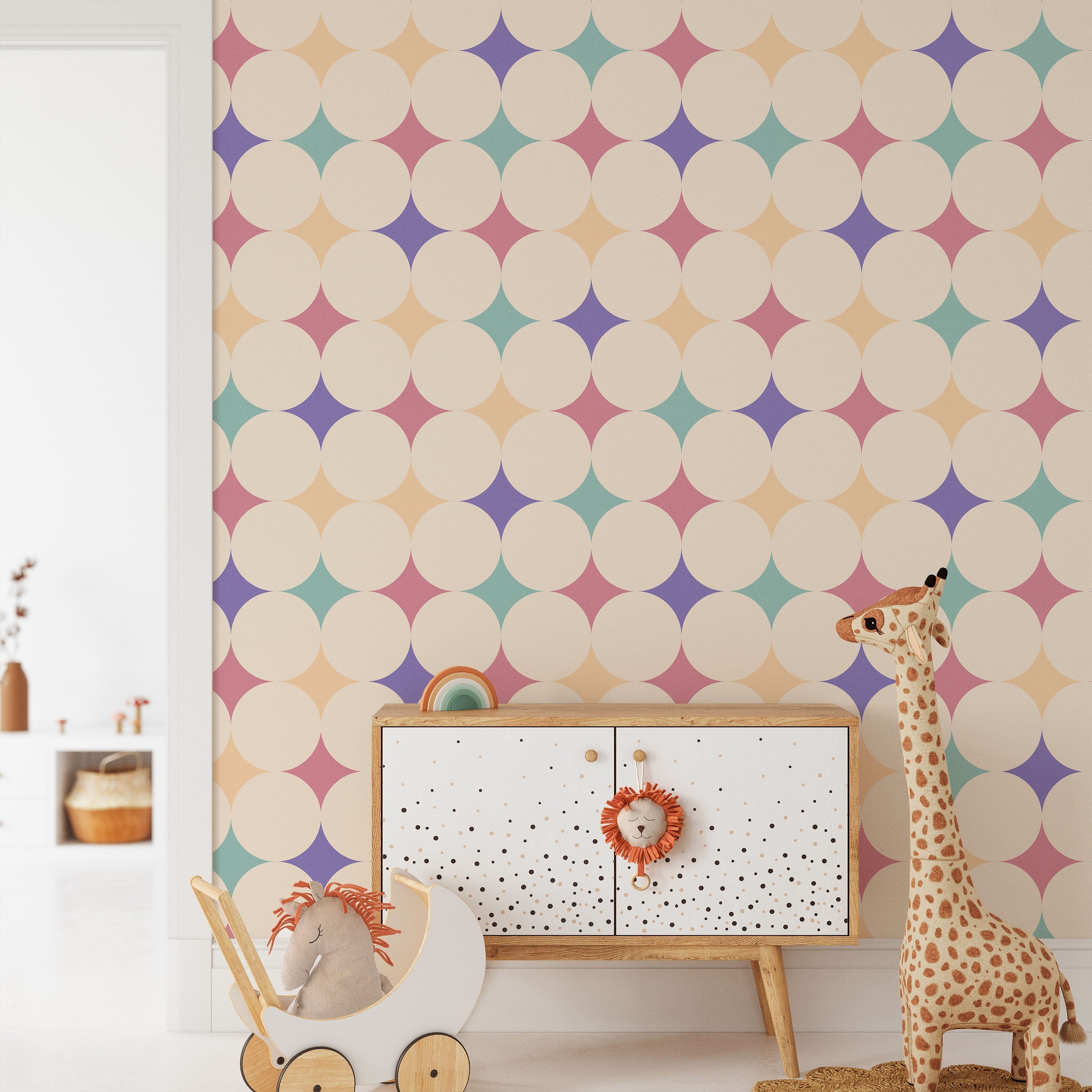 Abstract Bauhaus Peel and Stick Wallpaper, Removable Wallpaper, Traditional Wallpaper - Confetti | DeccoPrint