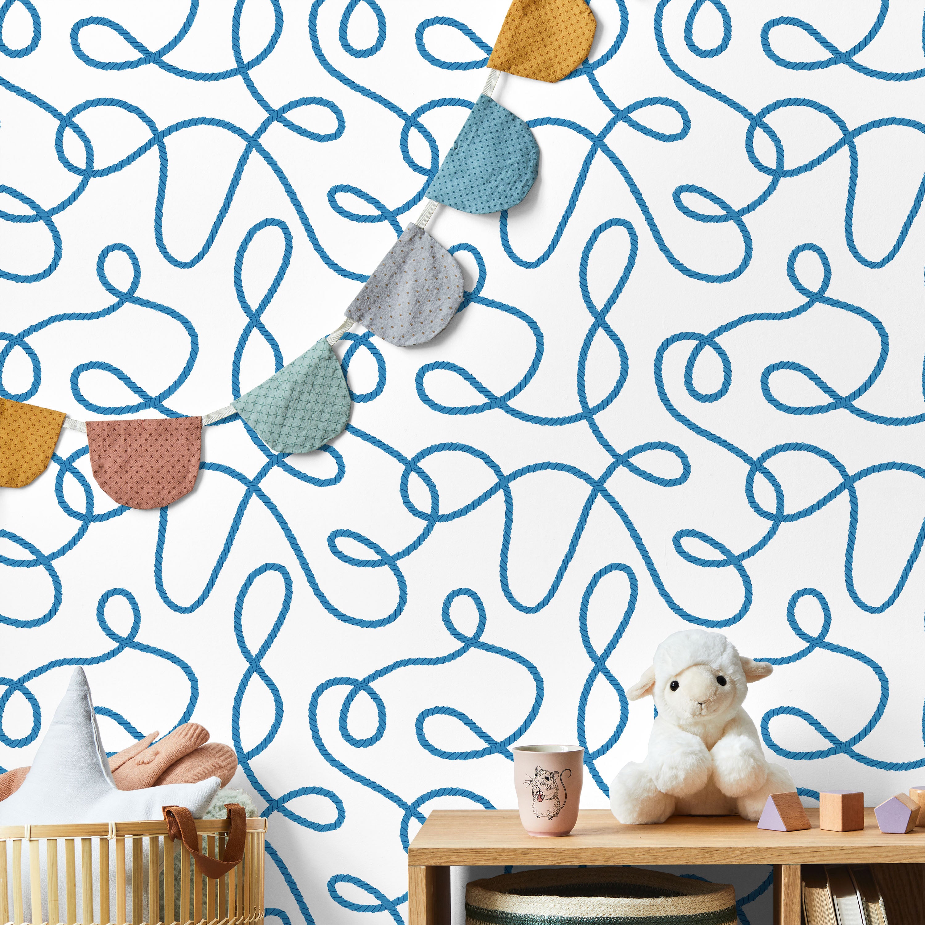 Twist and Tangle Peel and Stick Wallpaper, Removable Wallpaper, Traditional Wallpaper - Ocean Blue | DeccoPrint